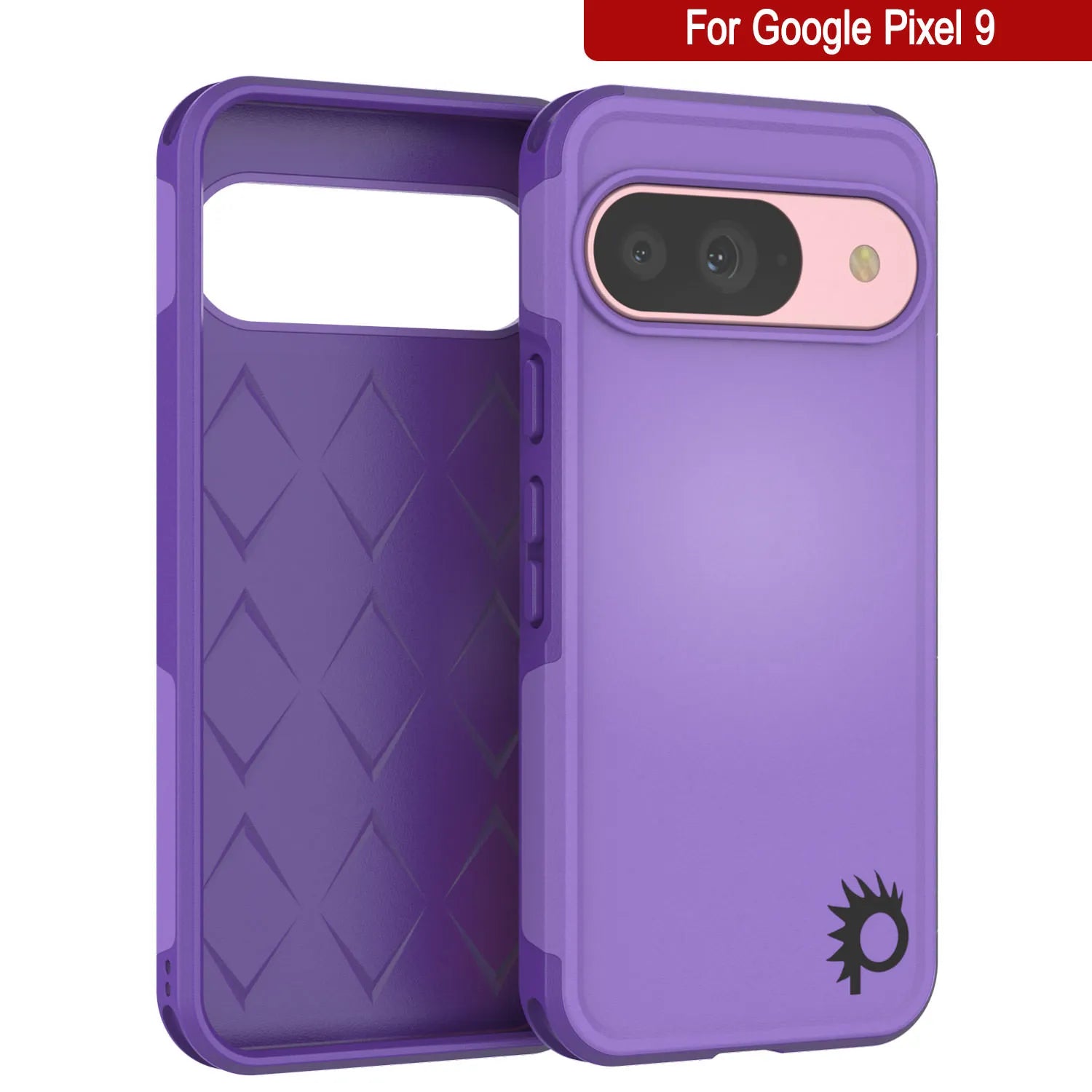 PunkCase Google Pixel 9 Case, [Spartan 2.0 Series] Clear Rugged Heavy Duty Cover W/Built in Screen Protector [Purple]