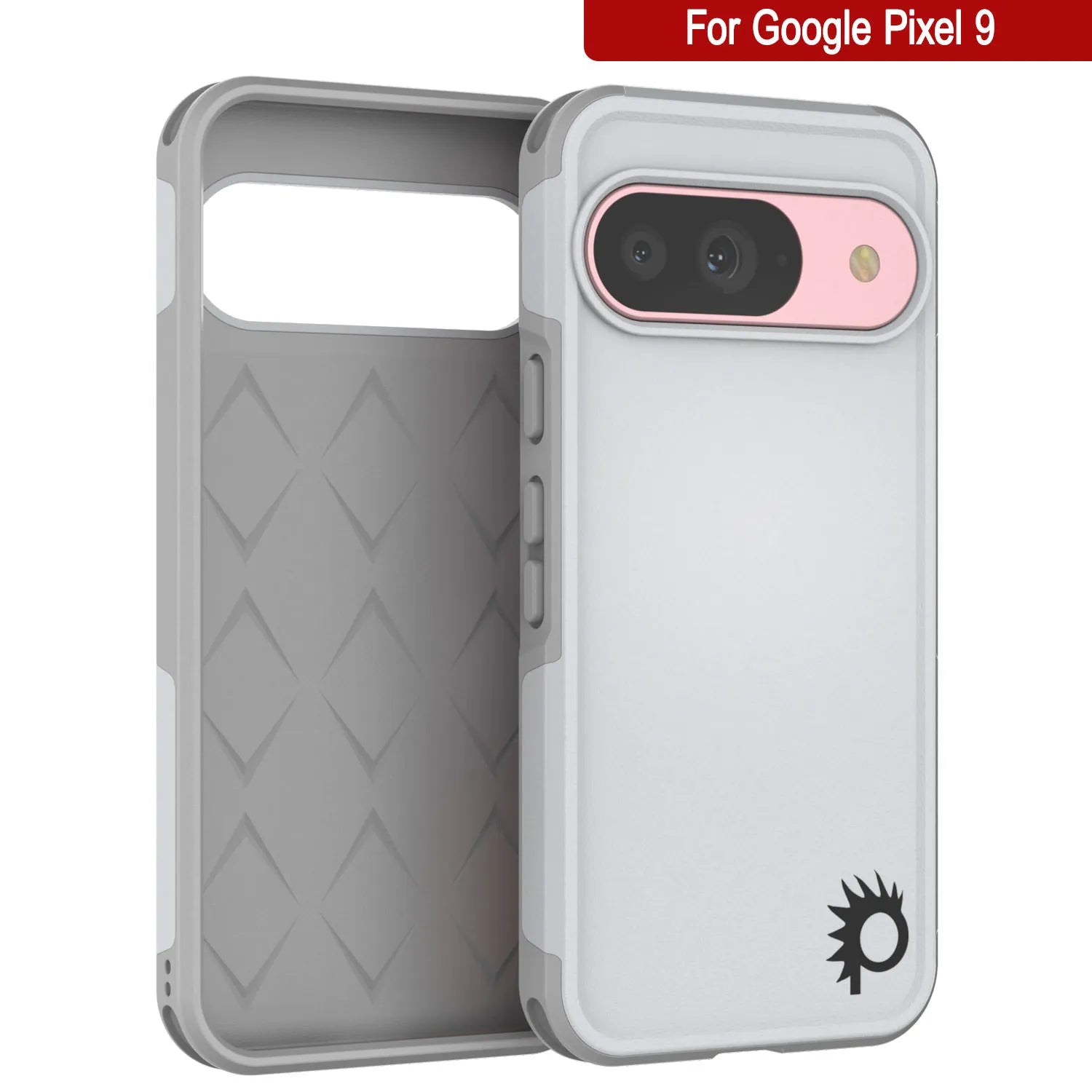 PunkCase Google Pixel 9 Case, [Spartan 2.0 Series] Clear Rugged Heavy Duty Cover W/Built in Screen Protector [White]