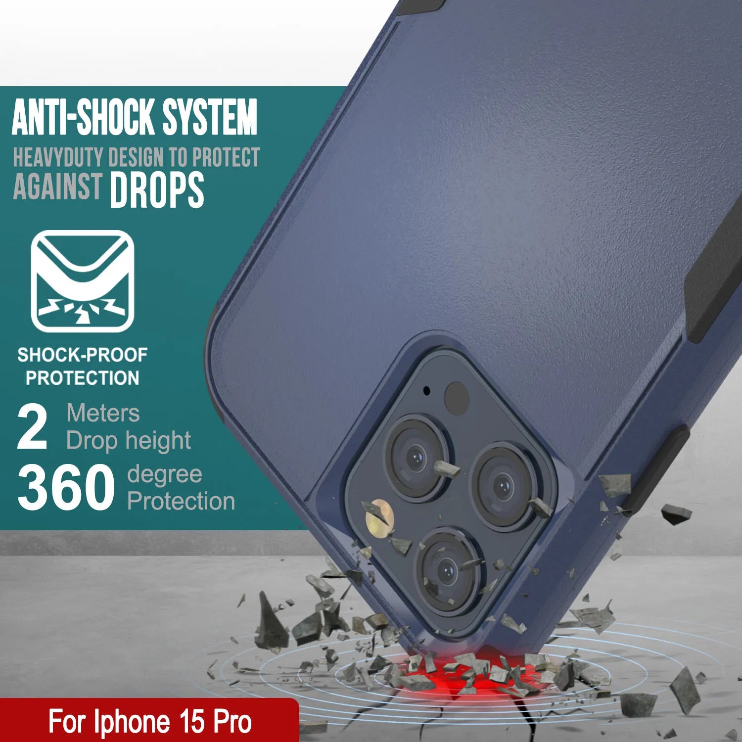 Punkcase for iPhone 15 Pro Belt Clip Multilayer Holster Case [Patron Series] [Navy Black]
