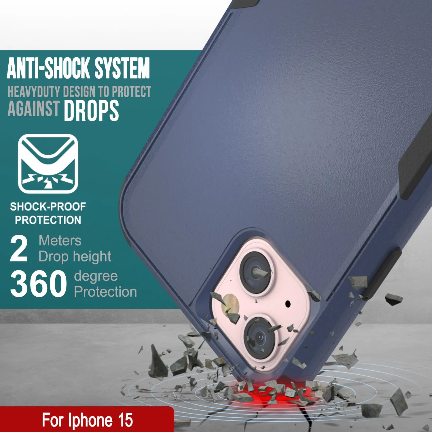 Punkcase for iPhone 15 Belt Clip Multilayer Holster Case [Patron Series] [Navy Black]