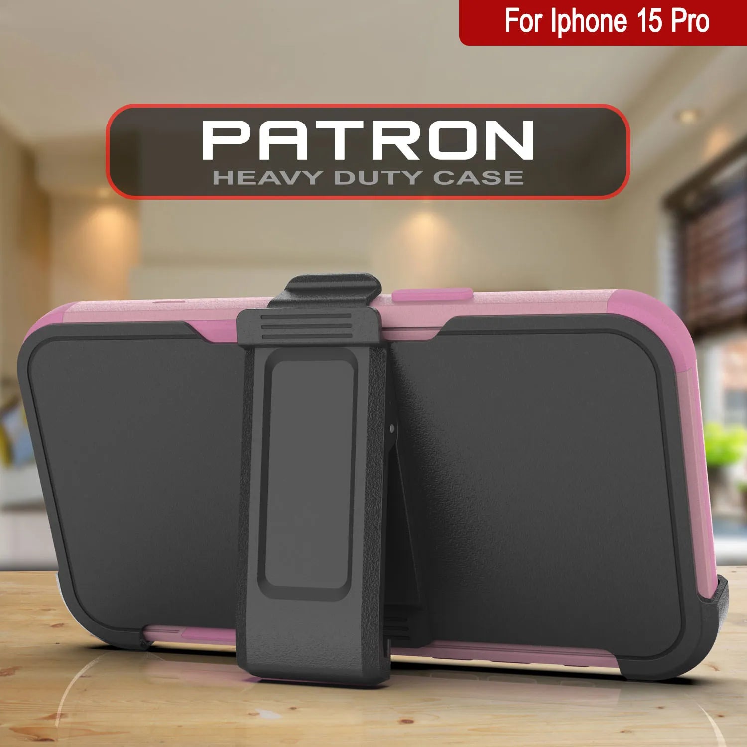 Punkcase for iPhone 15 Pro Belt Clip Multilayer Holster Case [Patron Series] [Pink]