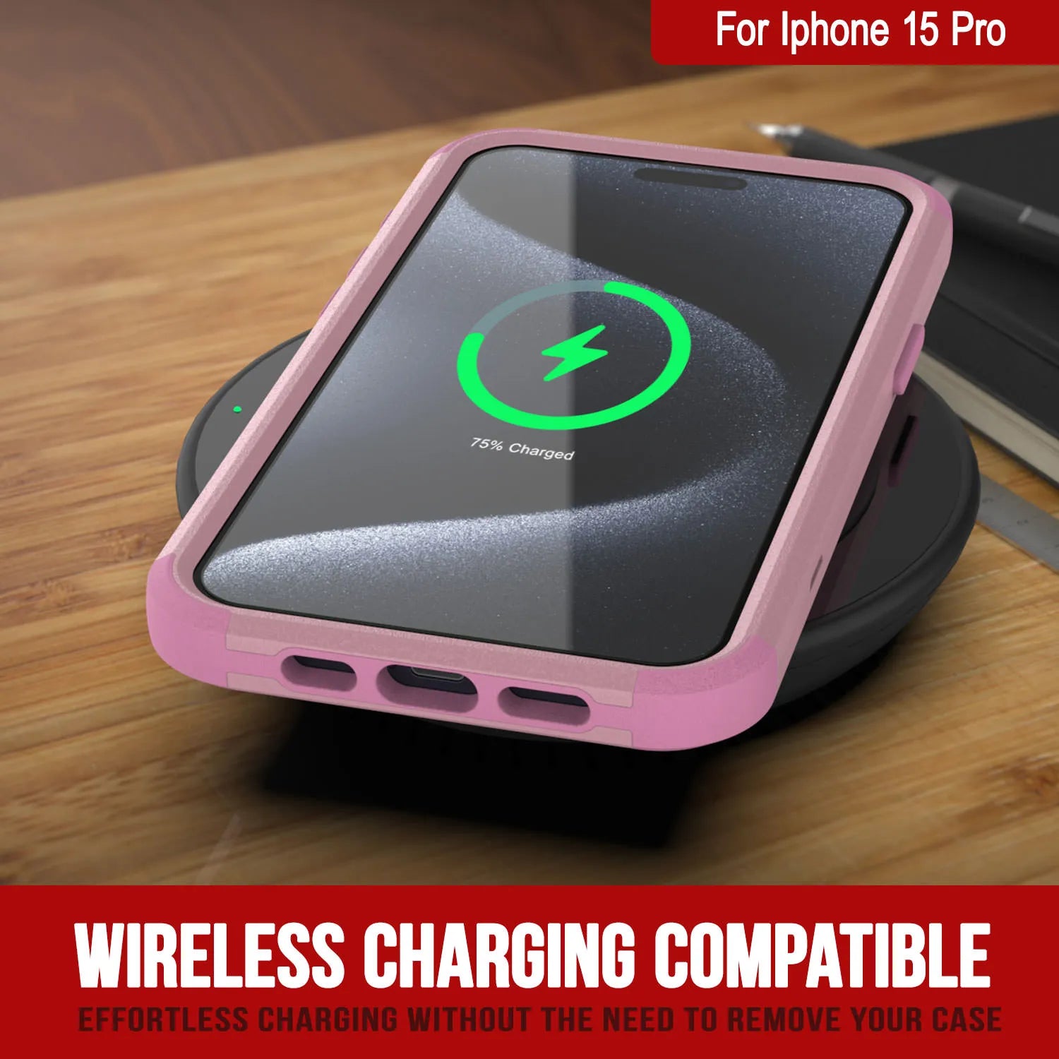 Punkcase for iPhone 15 Pro Belt Clip Multilayer Holster Case [Patron Series] [Pink]