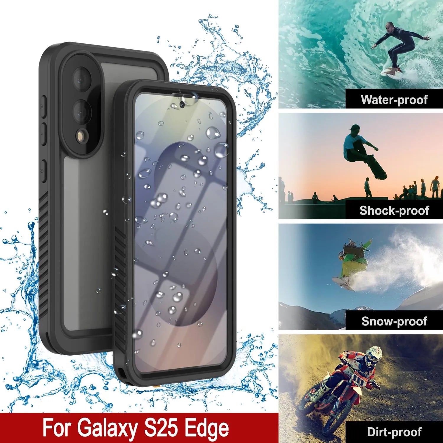 Galaxy S25 Edge Water/ Shockproof [Extreme Series] With Screen Protector Case [Black]