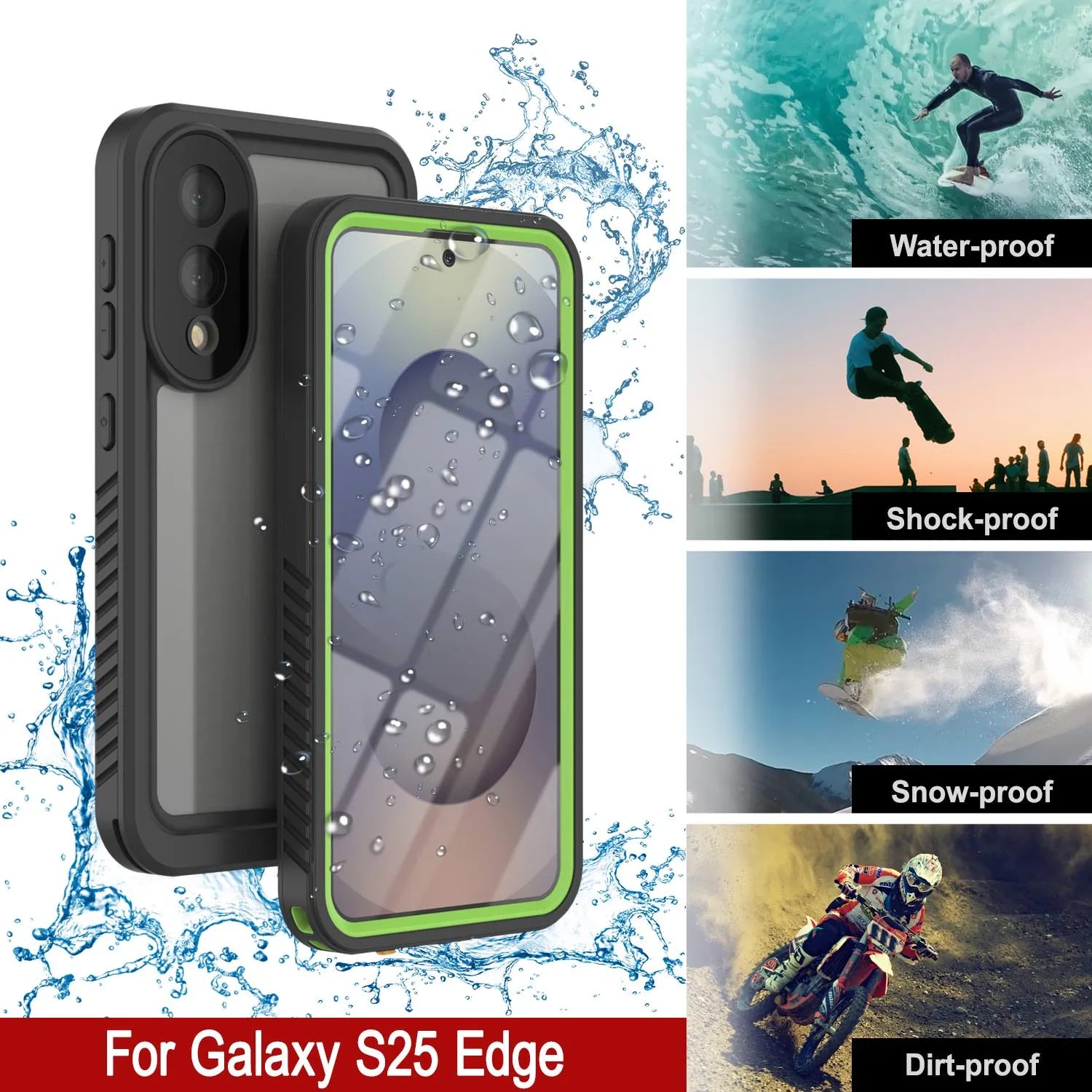 Galaxy S25 Edge Water/ Shockproof [Extreme Series] With Screen Protector Case [Light Green]