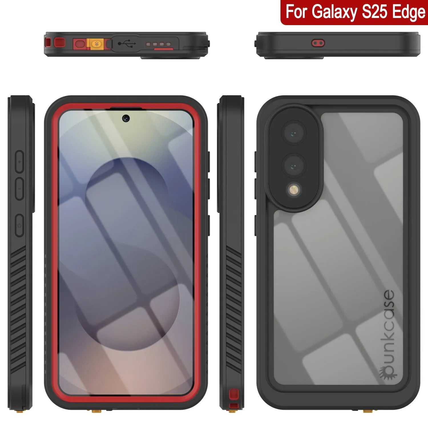 Galaxy S25 Edge Water/ Shockproof [Extreme Series] With Screen Protector Case [Red]