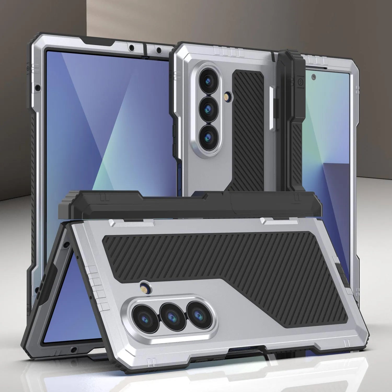 Galaxy Z Fold7 Metal Case, Heavy Duty Military Grade Armor Cover Full Body Hard [White]