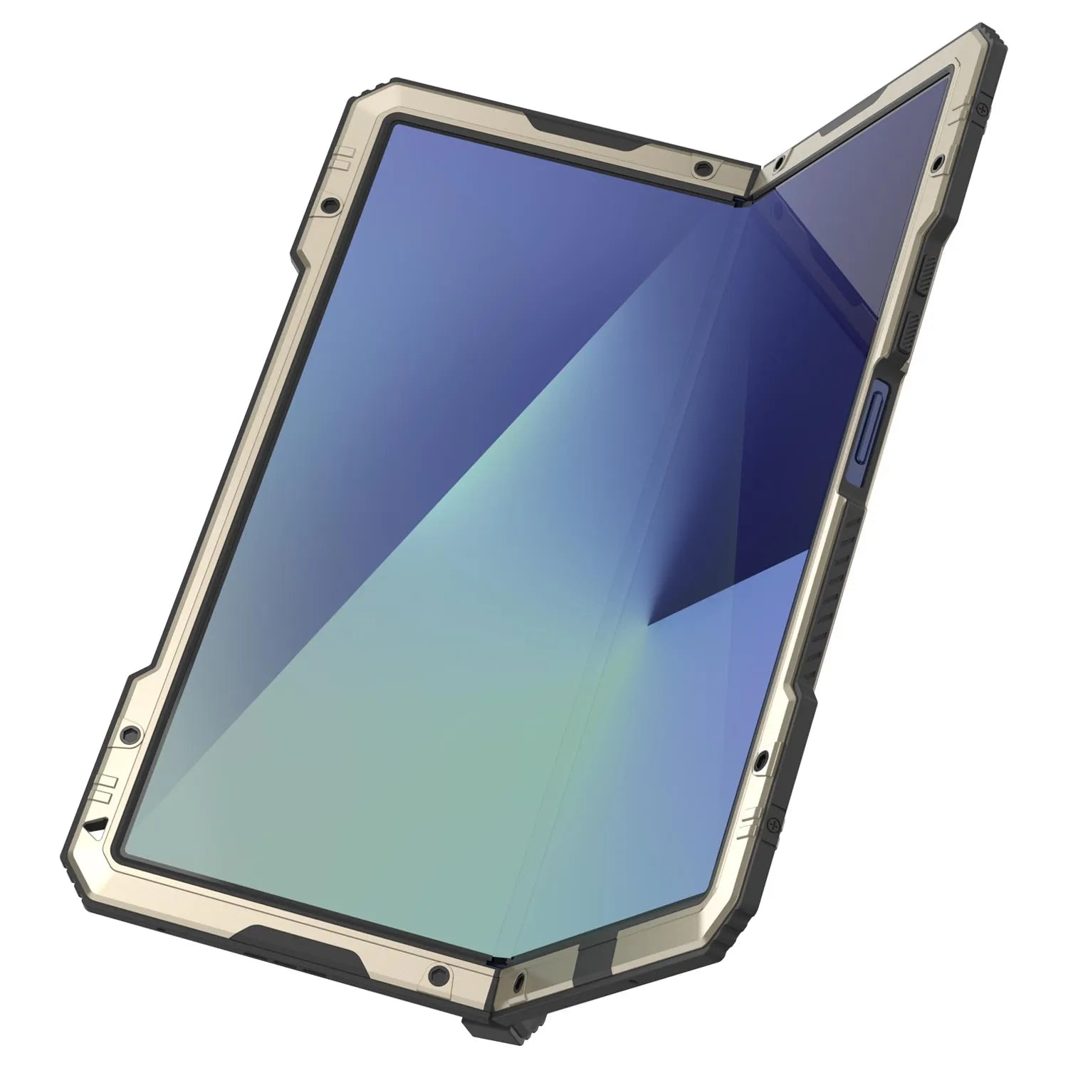 Galaxy Z Fold7 Metal Case, Heavy Duty Military Grade Armor Cover Full Body Hard [Gold]