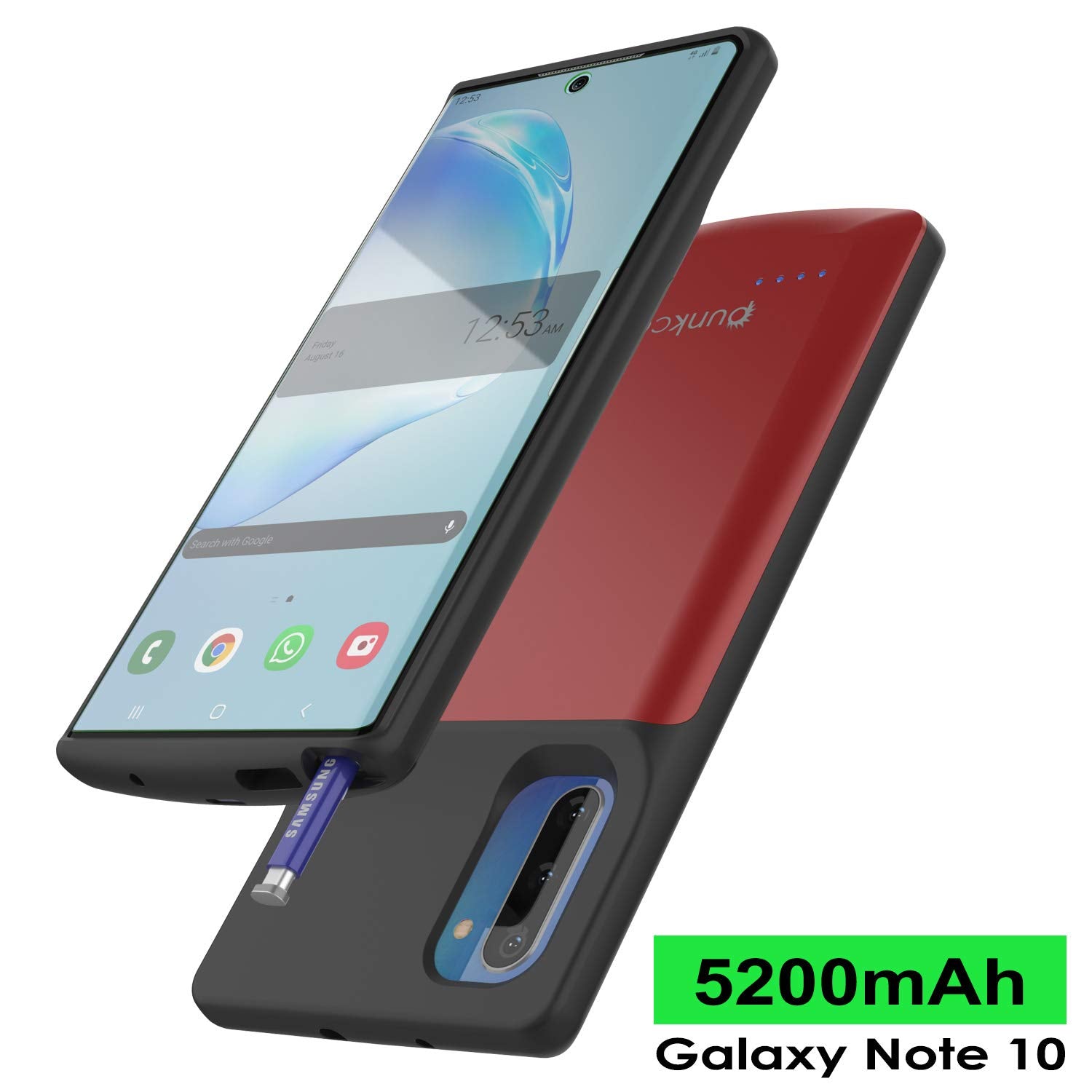 Galaxy Note 10 5200mAH Battery Charger W/ USB Port Slim Case [Red]