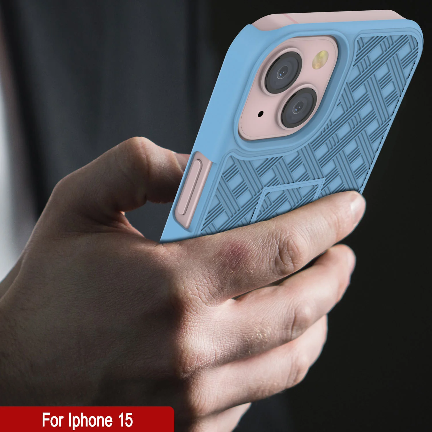 iPhone 15 Case With Tempered Glass Screen Protector, Holster Belt Clip & Built-In Kickstand [Blue]