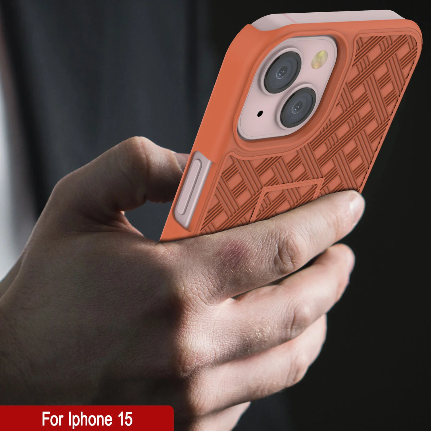 iPhone 15 Case With Tempered Glass Screen Protector, Holster Belt Clip & Built-In Kickstand [Orange]