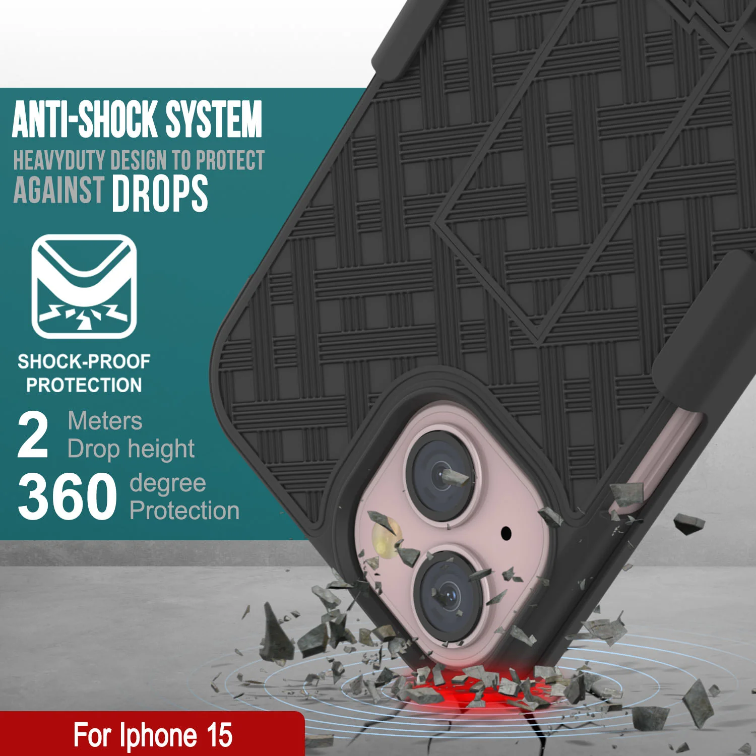iPhone 15 Case With Tempered Glass Screen Protector, Holster Belt Clip & Built-In Kickstand [Black]