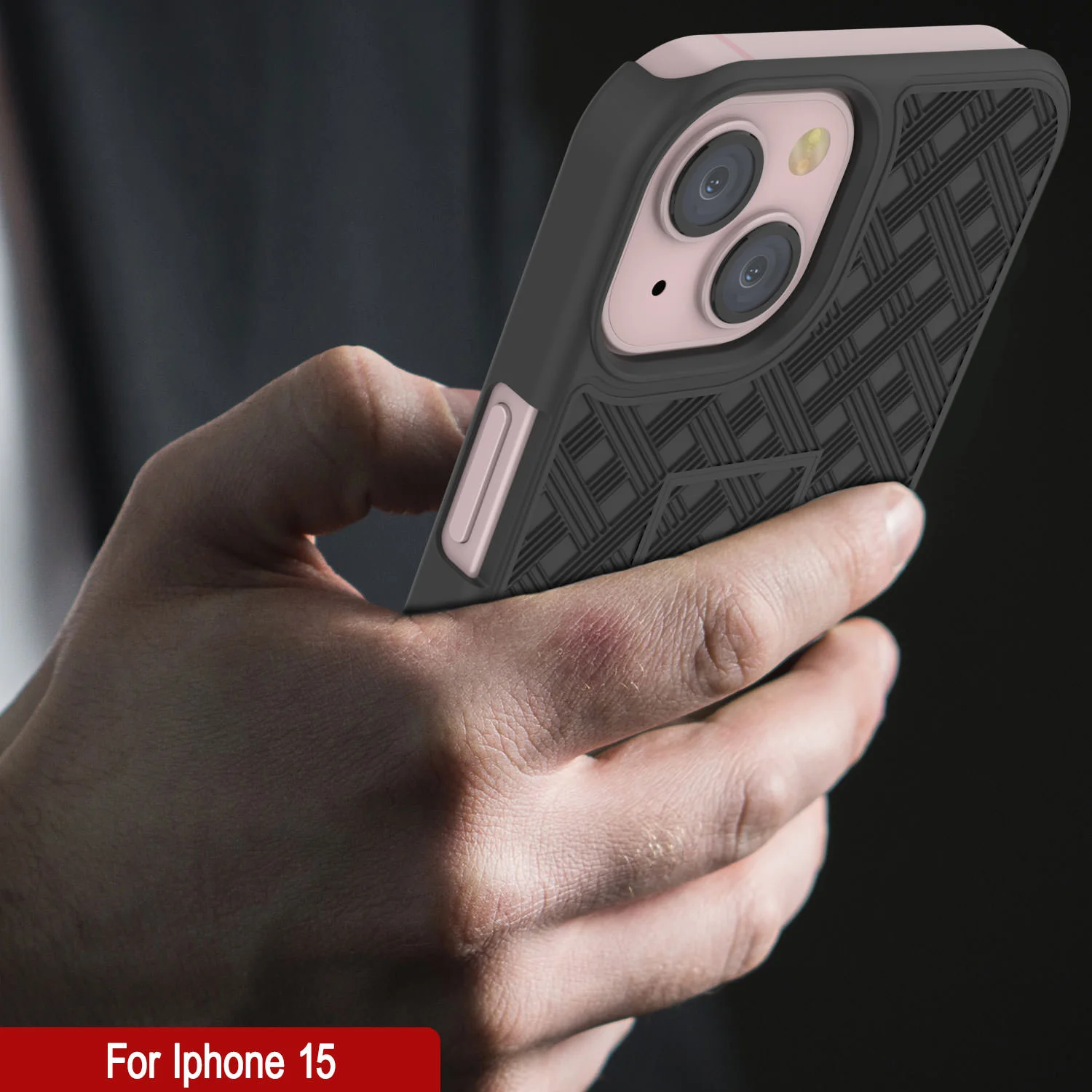 iPhone 15 Case With Tempered Glass Screen Protector, Holster Belt Clip & Built-In Kickstand [Black]