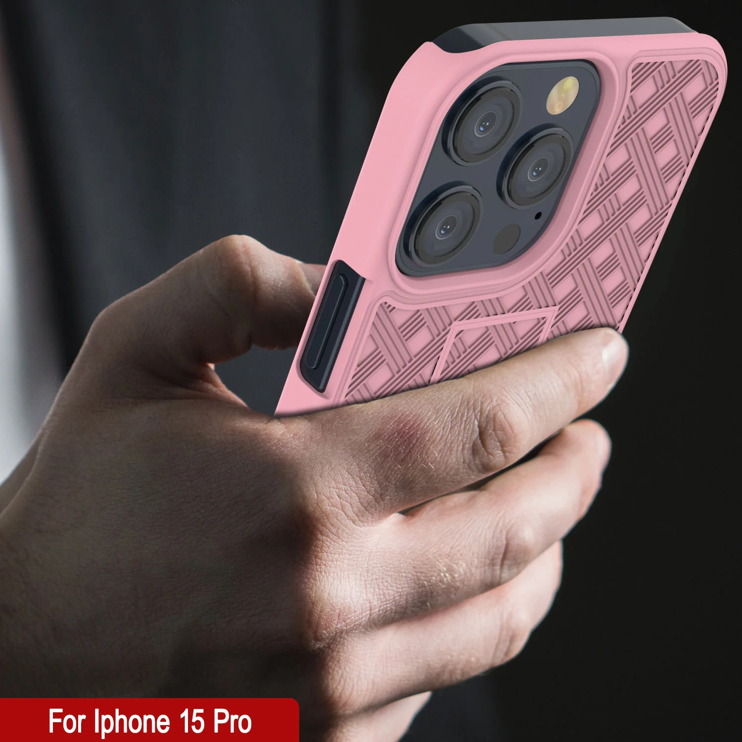iPhone 15 Pro Case With Tempered Glass Screen Protector, Holster Belt Clip & Built-In Kickstand [Pink]