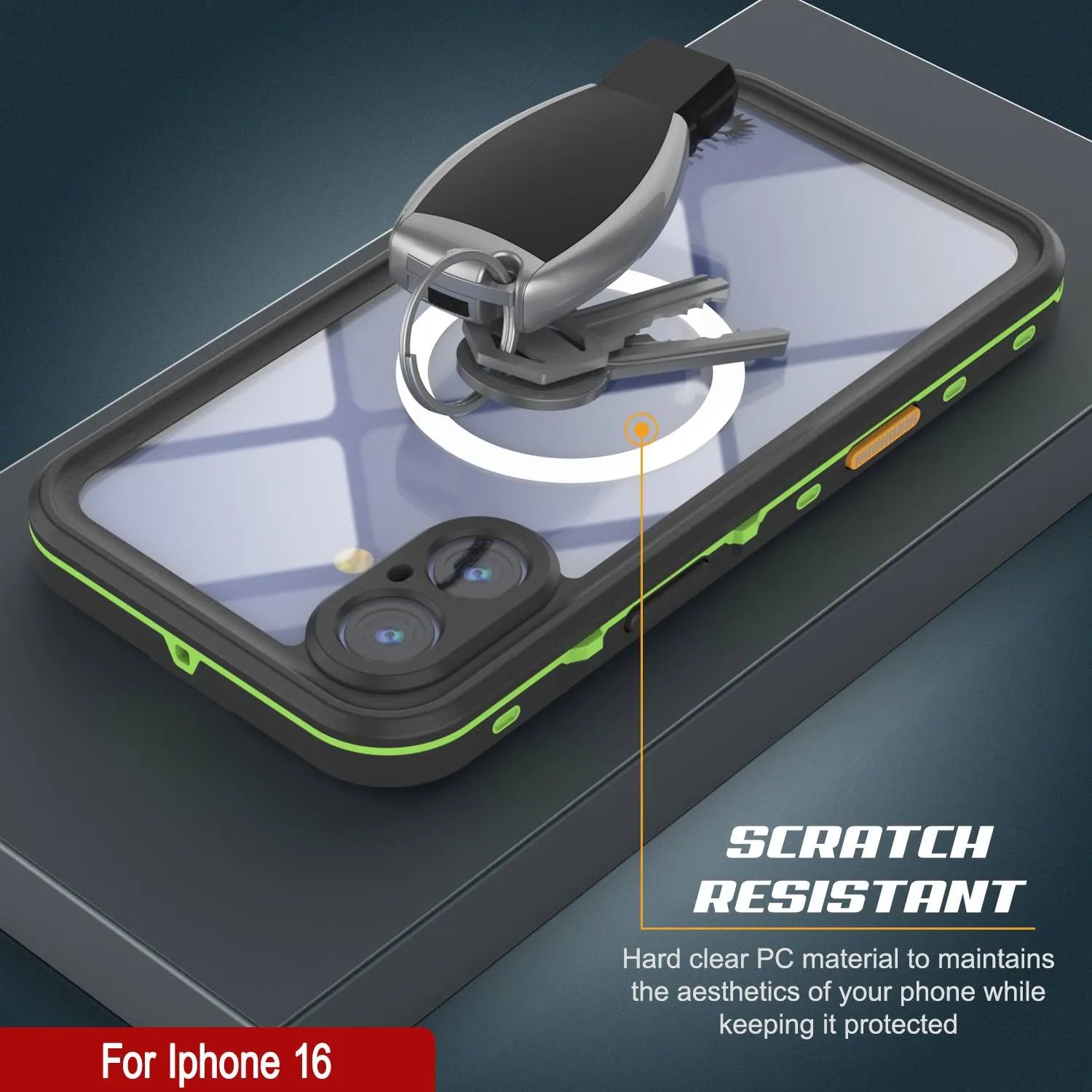 iPhone 16 Waterproof Case, Punkcase SpikeStar Light-Green Series | Thin Fit 6.6ft Underwater IP68