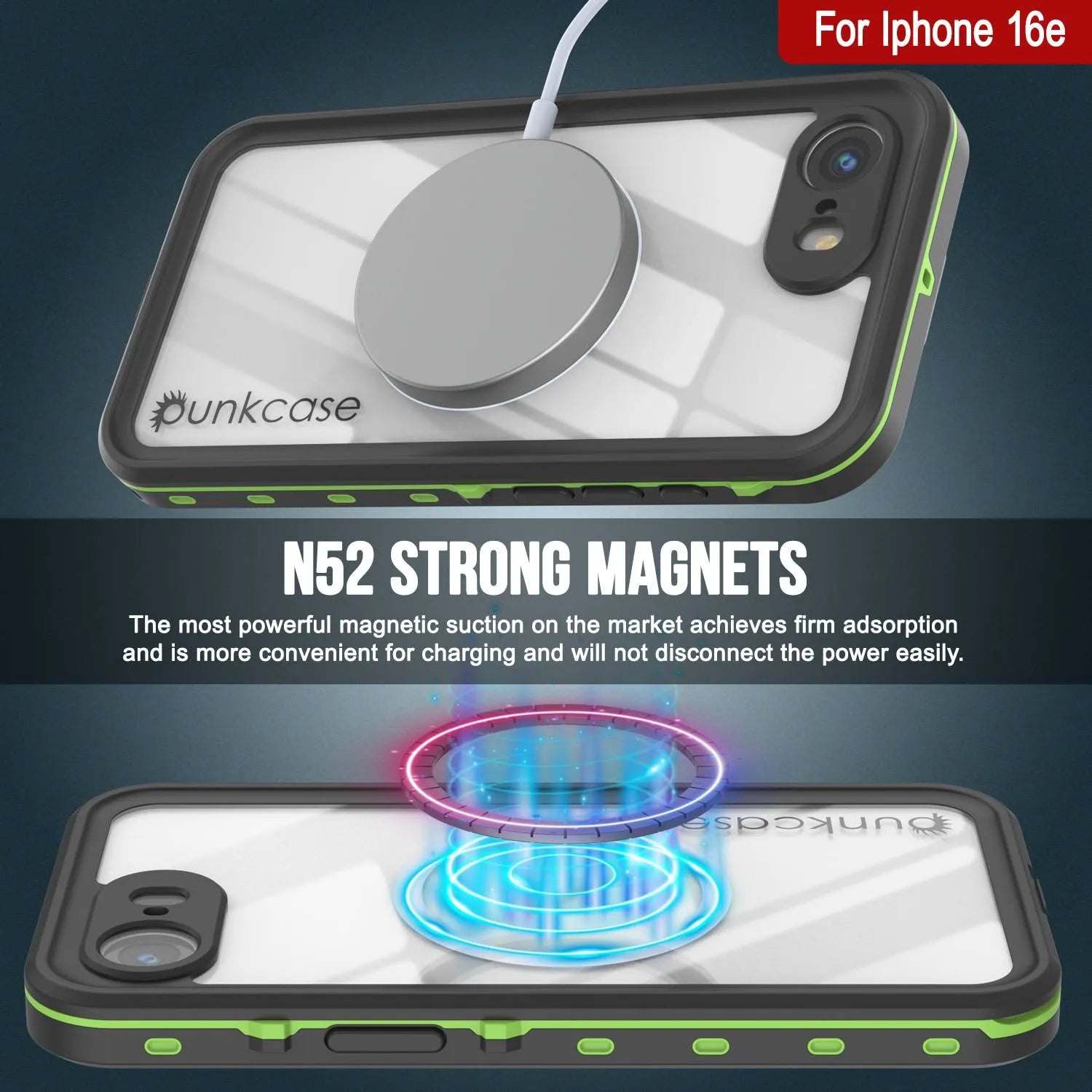 iPhone 16e Waterproof IP68 Case, Punkcase [Light green] [StudStar Series] [Slim Fit] [Dirtproof]
