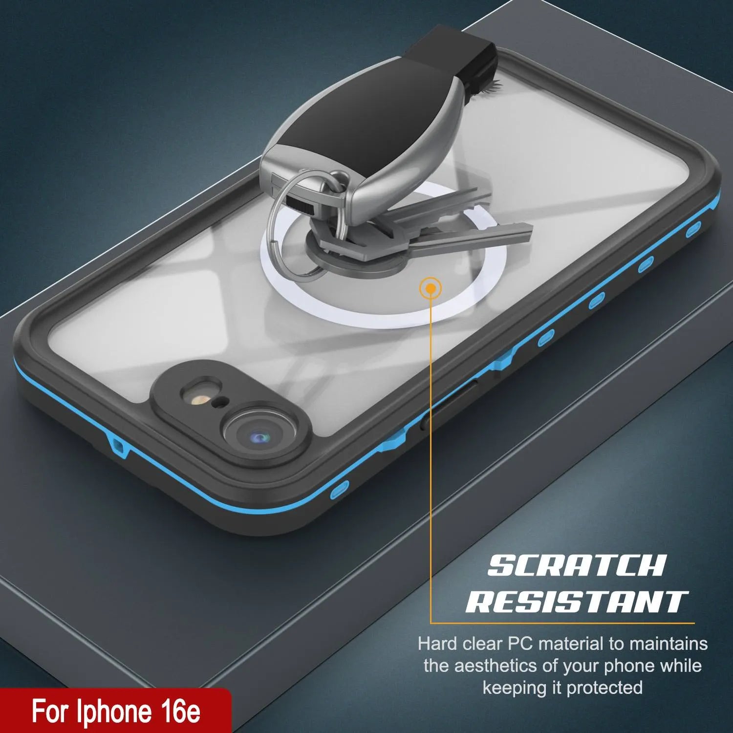 iPhone 16e Waterproof IP68 Case, Punkcase [Light blue] [StudStar Series] [Slim Fit] [Dirtproof]