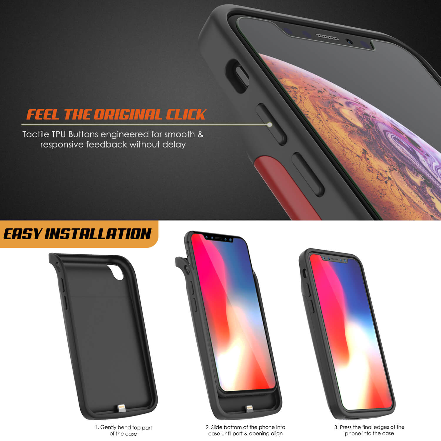 iphone XR Battery Case, PunkJuice 5000mAH Fast Charging Power Bank W/ Screen Protector | [Red]