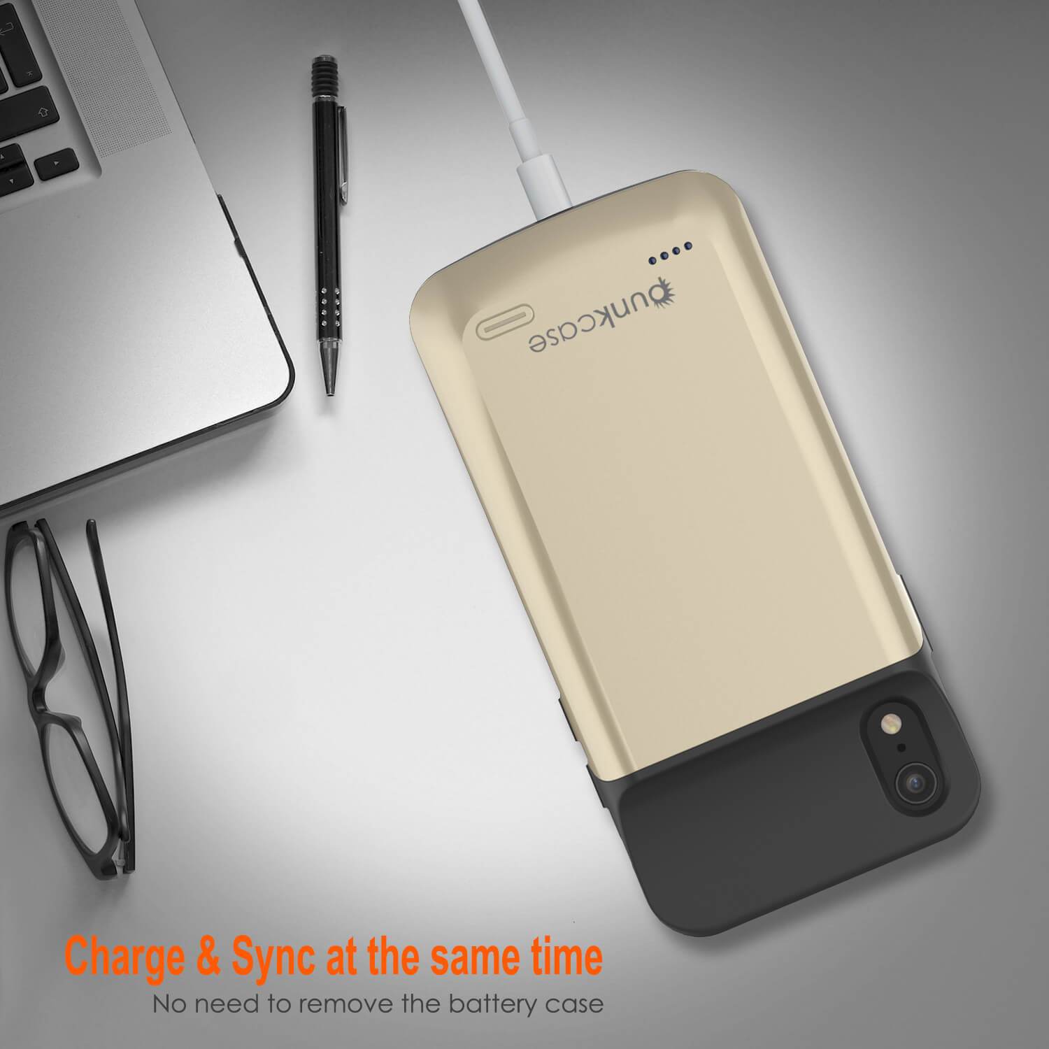 iPhone 11 Pro Max Battery Case, PunkJuice 5000mAH Fast Charging Power Bank W/ Screen Protector | [Gold]