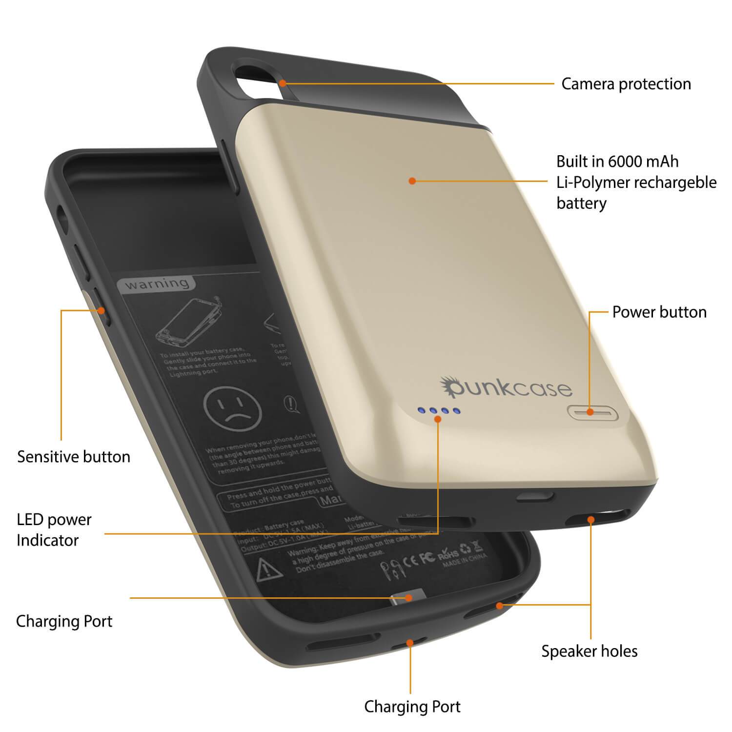 iPhone 11 Pro Battery Case, PunkJuice 5000mAH Fast Charging Power Bank W/ Screen Protector | [Gold]