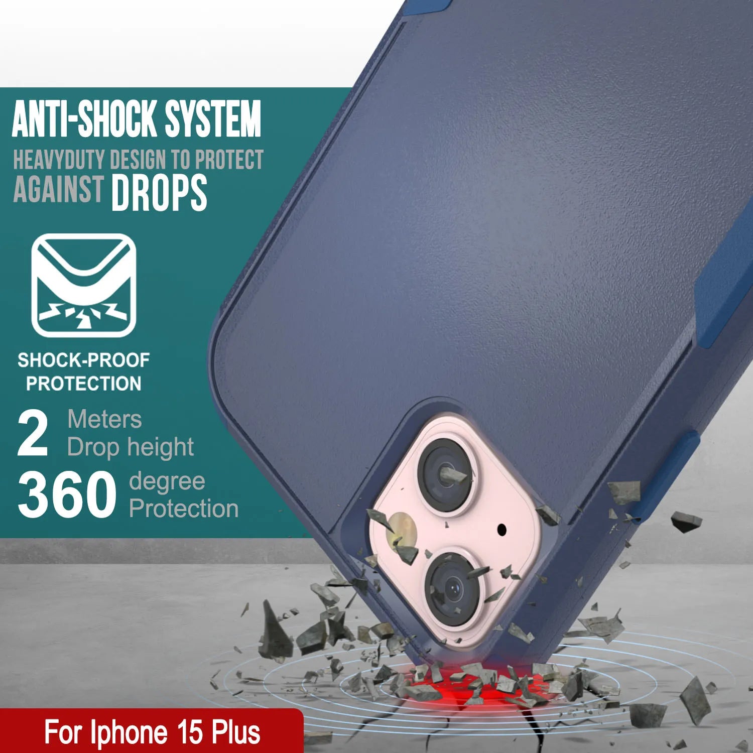 Punkcase for iPhone 15 Plus Belt Clip Multilayer Holster Case [Patron Series] [Navy]