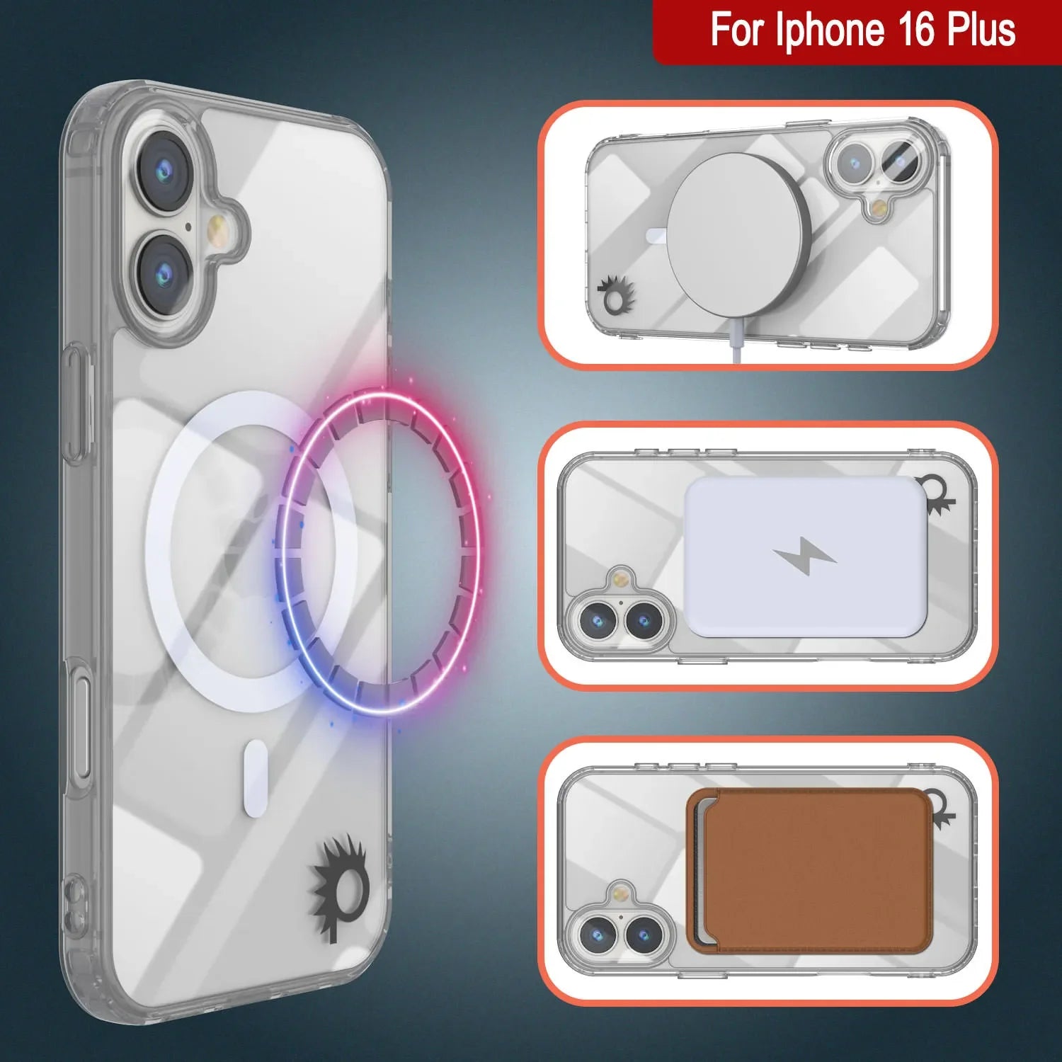 Punkcase iPhone 16 Plus Magnetic Wireless Charging Case [ClearMag Series][Silver]