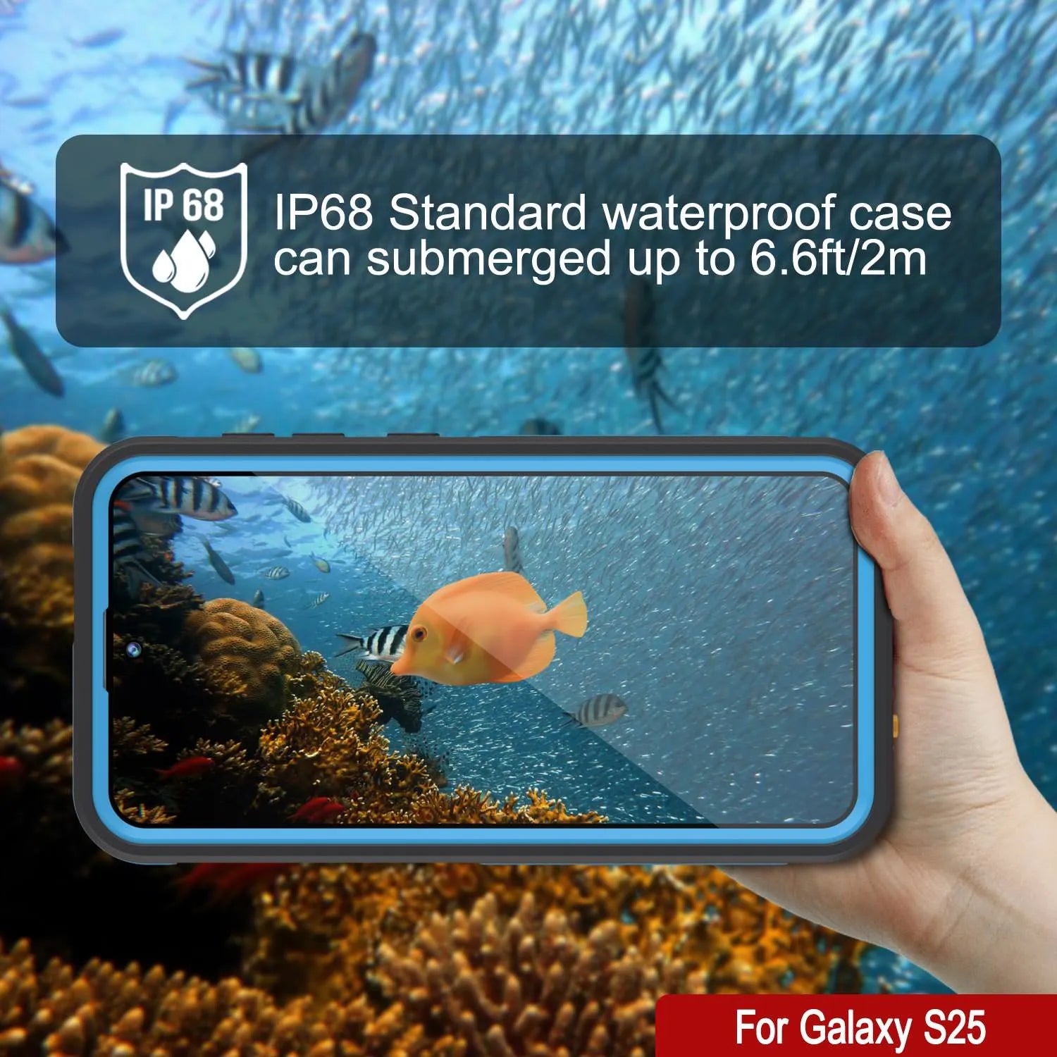 Galaxy S25 Waterproof Case [Kickstud 2.0 Series] Protective IP68 Cover W/Screen Protector & Kickstand [Blue]