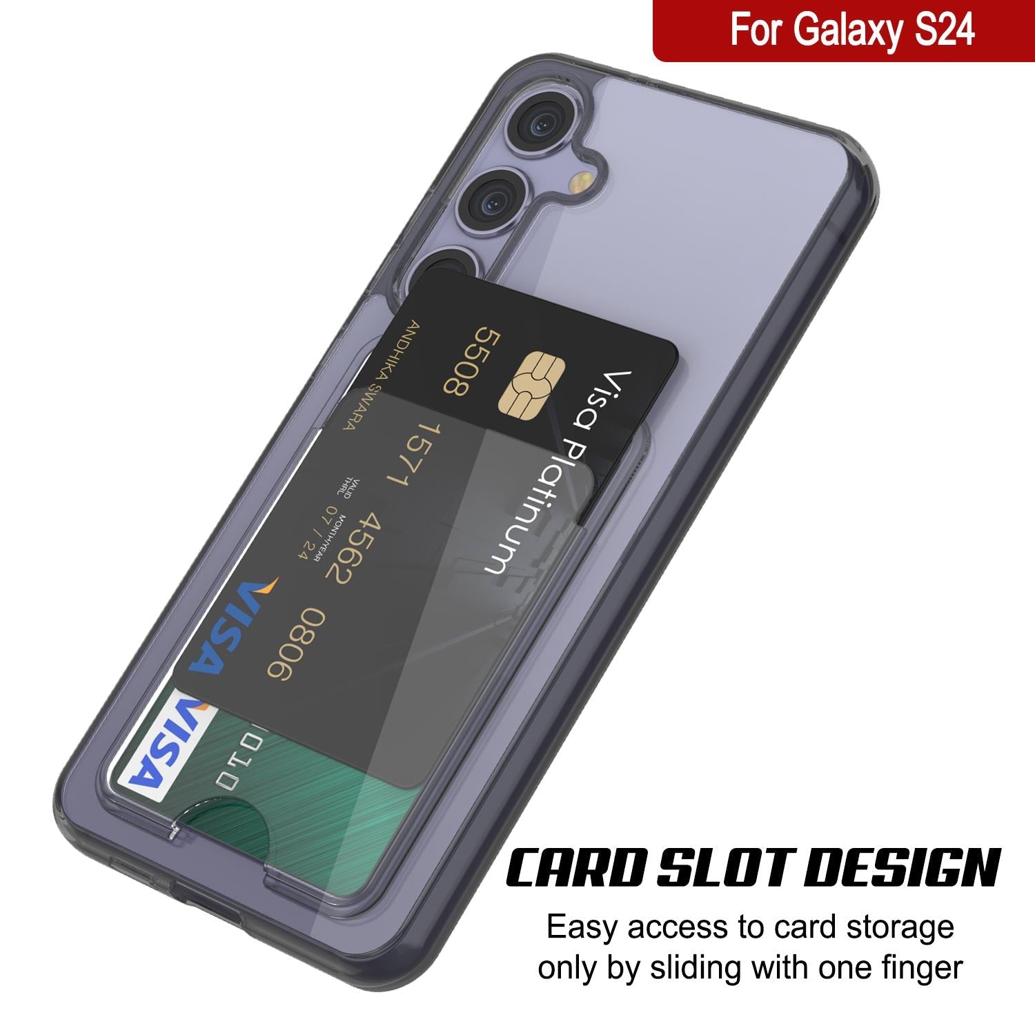 Galaxy S24 Card Holder Case [Crystal CardSlot Series] [Slim Fit] [Black]