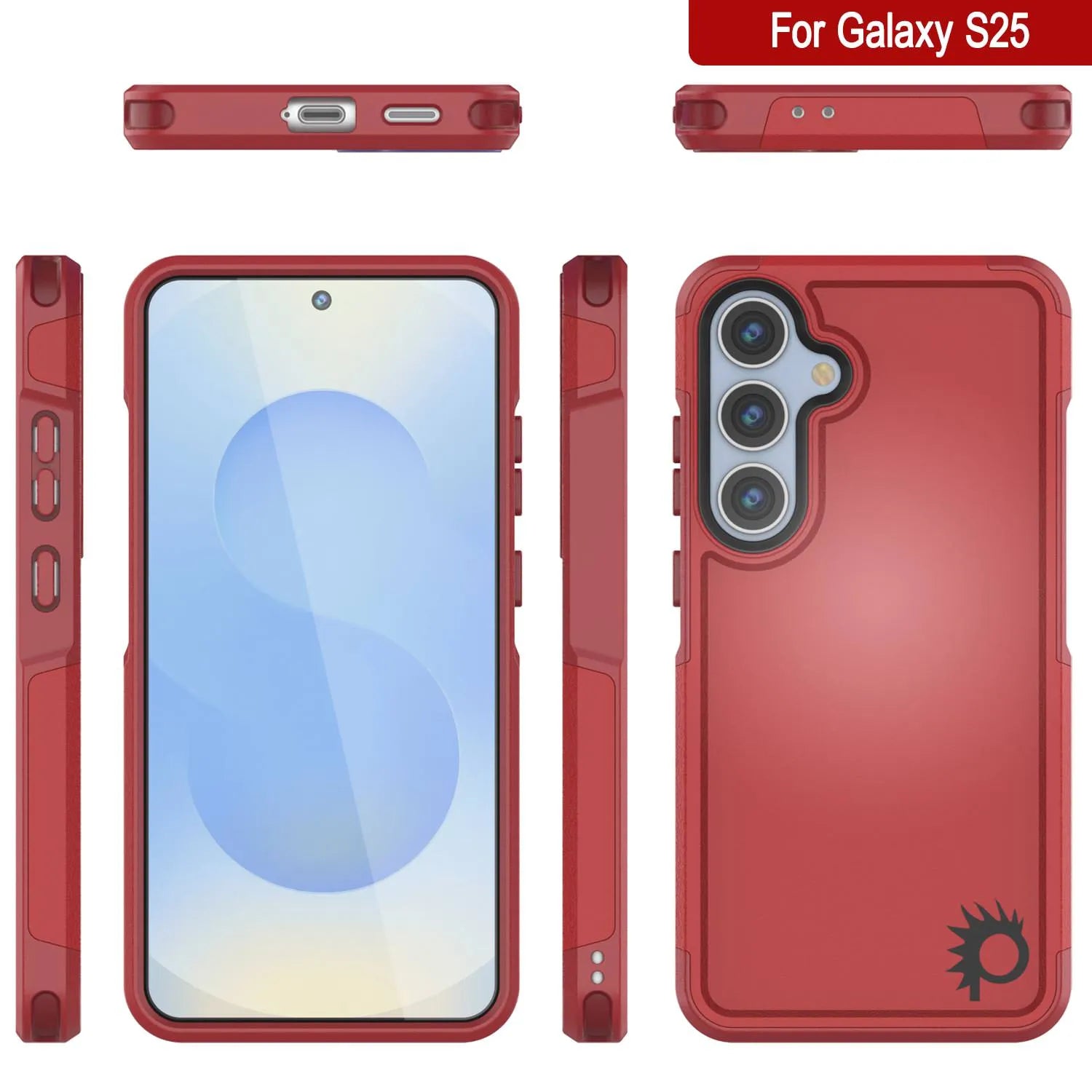 PunkCase Galaxy S25 Case, [Spartan 2.0 Series] Clear Rugged Heavy Duty Cover [Red]