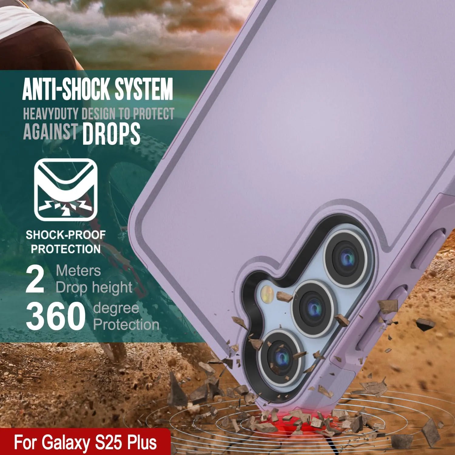 PunkCase Galaxy S25+ Plus Case, [Spartan 2.0 Series] Clear Rugged Heavy Duty Cover [Lilac]