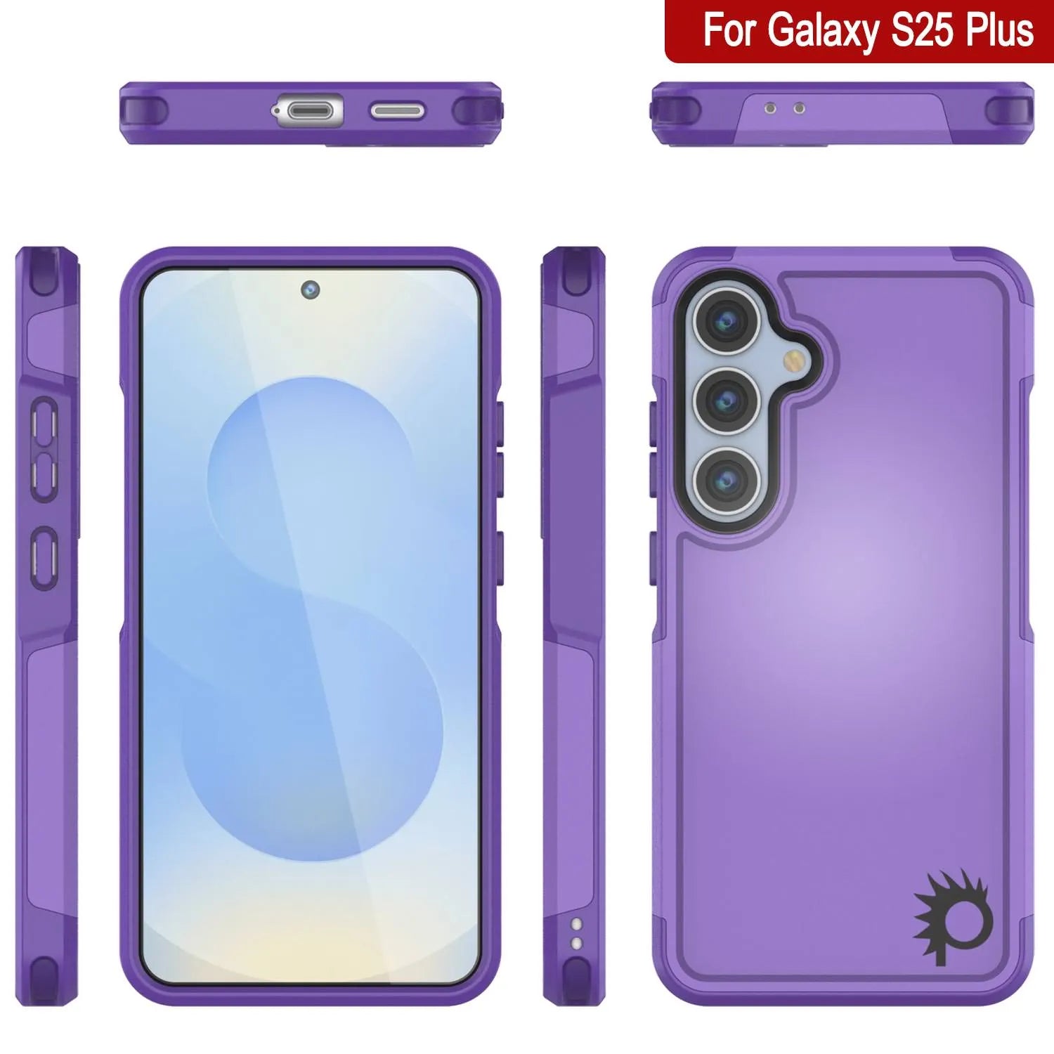 PunkCase Galaxy S25+ Plus Case, [Spartan 2.0 Series] Clear Rugged Heavy Duty Cover [Purple]