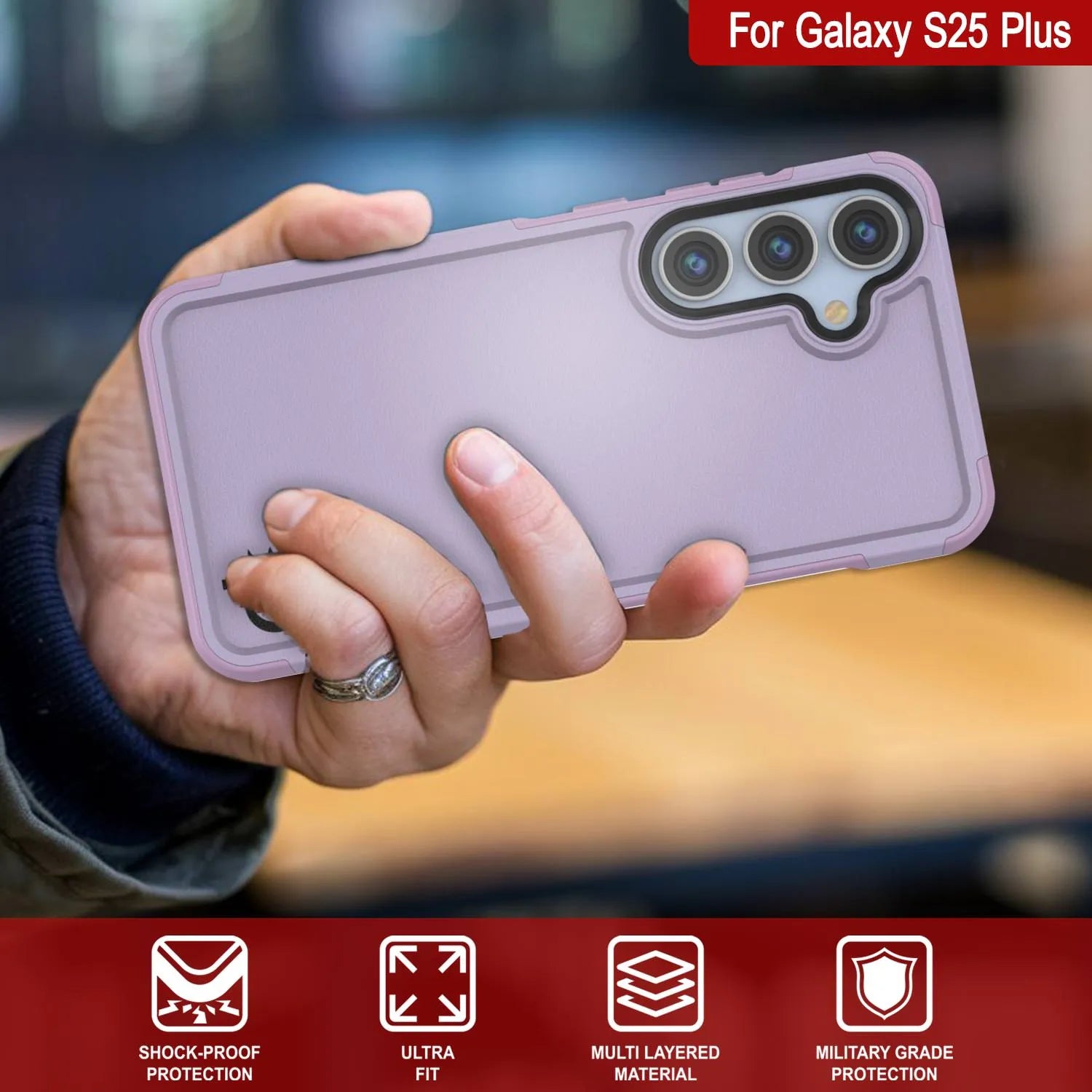 PunkCase Galaxy S25+ Plus Case, [Spartan 2.0 Series] Clear Rugged Heavy Duty Cover [Lilac]