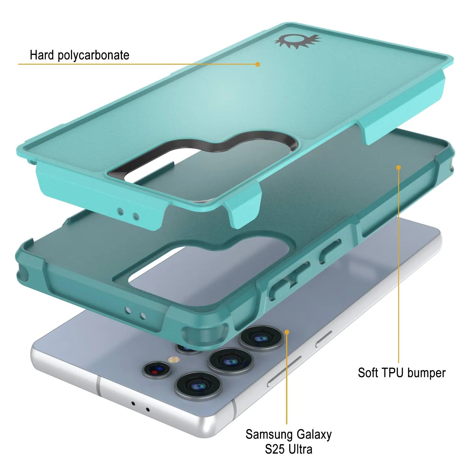 PunkCase Galaxy S25 Ultra Case, [Spartan 2.0 Series] Clear Rugged Heavy Duty Cover [Light Blue]