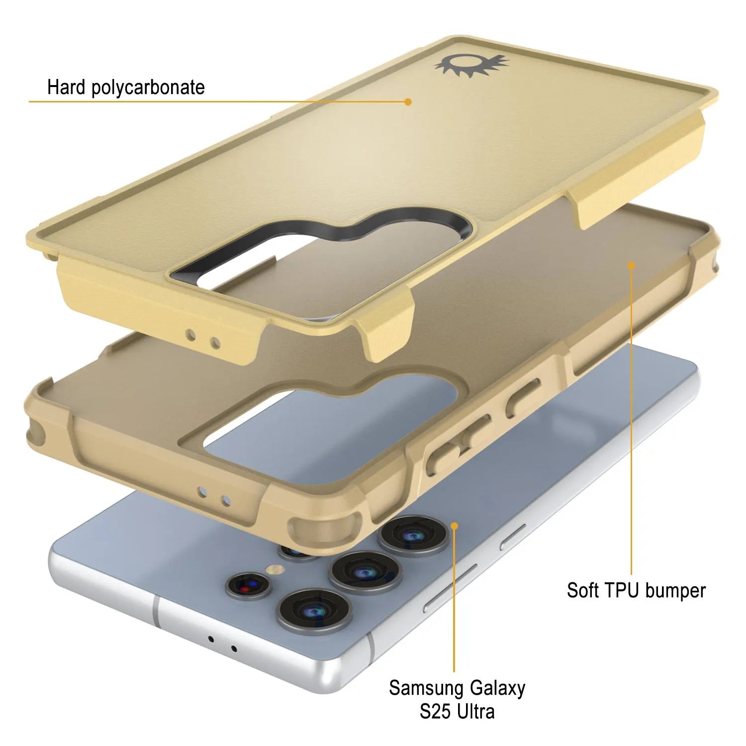 PunkCase Galaxy S25 Ultra Case, [Spartan 2.0 Series] Clear Rugged Heavy Duty Cover [Yellow]