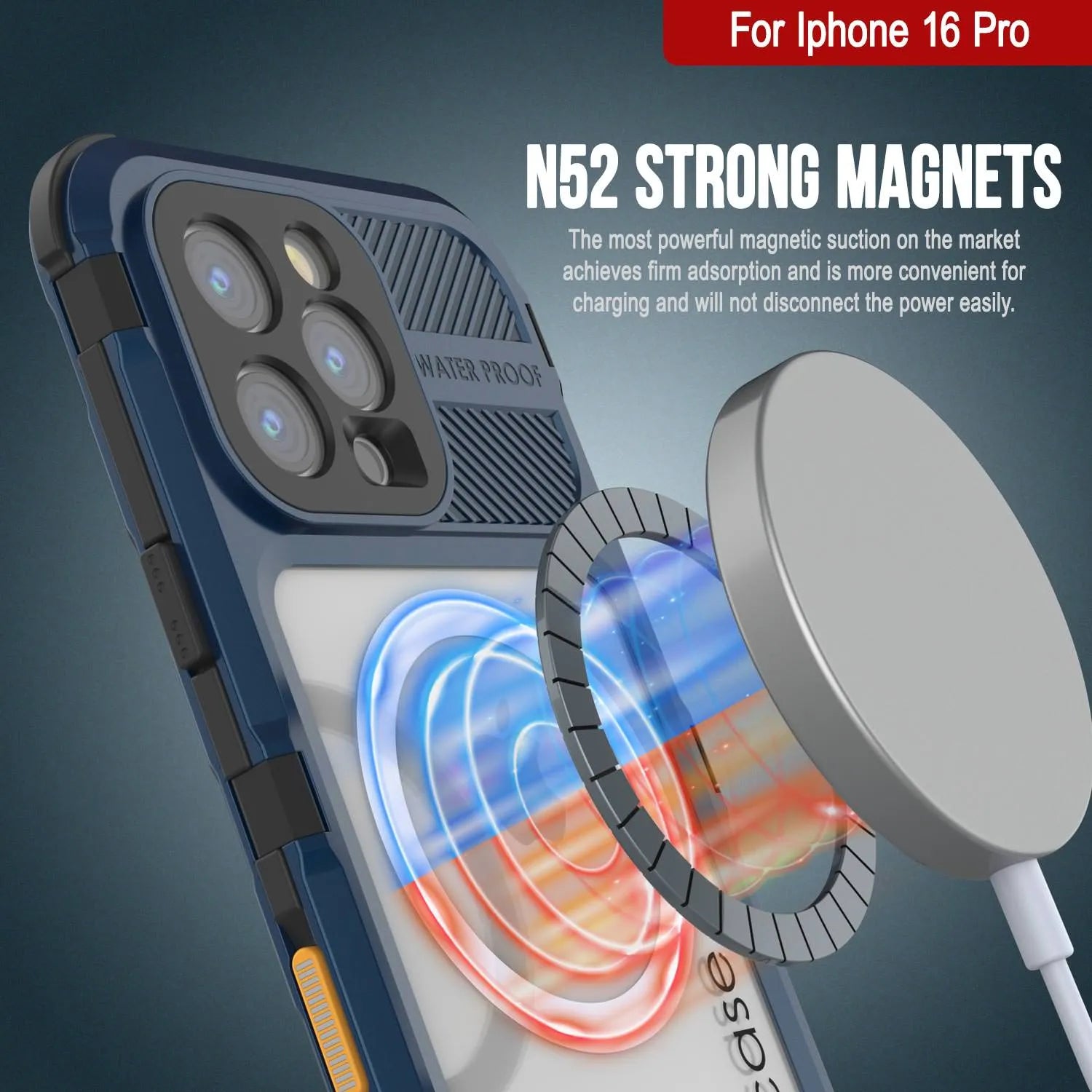 iPhone 16 Pro Metal Extreme 2.0 Series Aluminum Waterproof Case IP68 W/Buillt in Screen Protector [Blue]