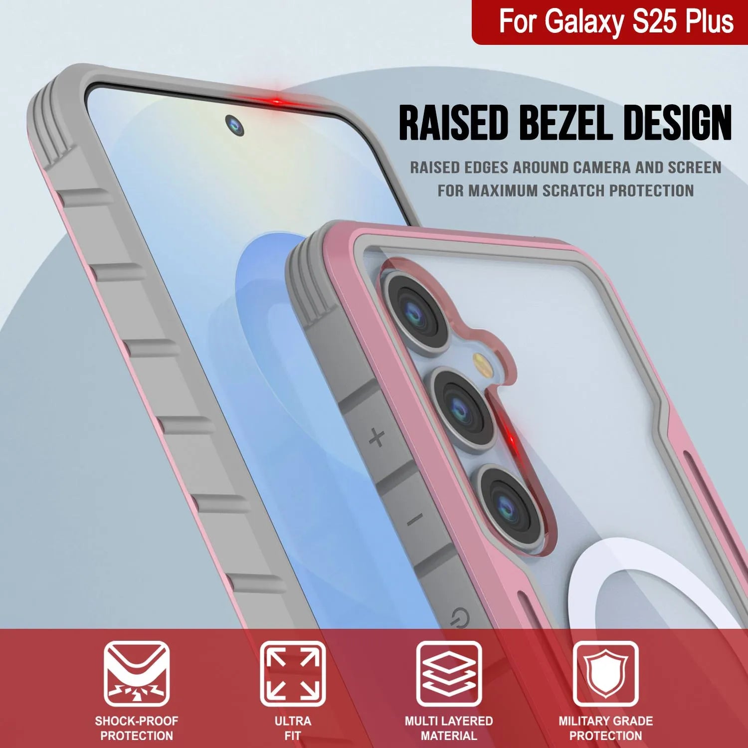 Punkcase S25+ Plus Armor Stealth Case Protective Military Grade Multilayer Cover [Rose-Gold]