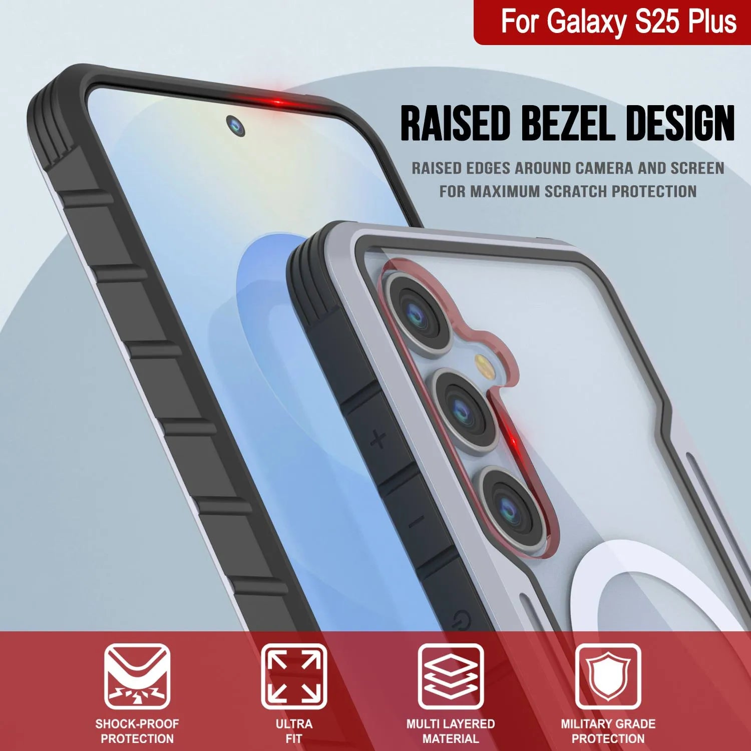 Punkcase S25+ Plus Armor Stealth Case Protective Military Grade Multilayer Cover [White]