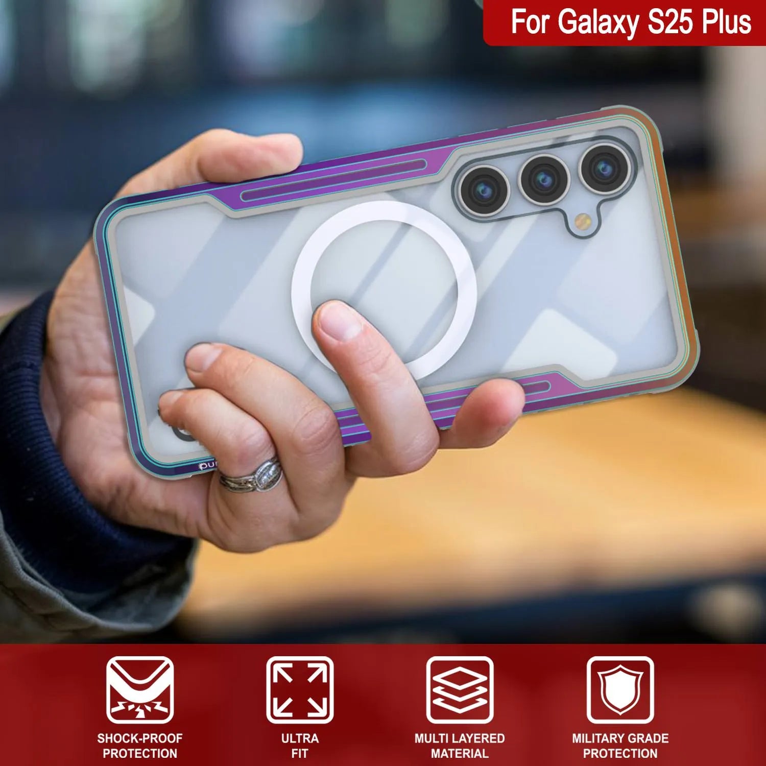 Punkcase S25+ Plus Armor Stealth Case Protective Military Grade Multilayer Cover [Rainbow]