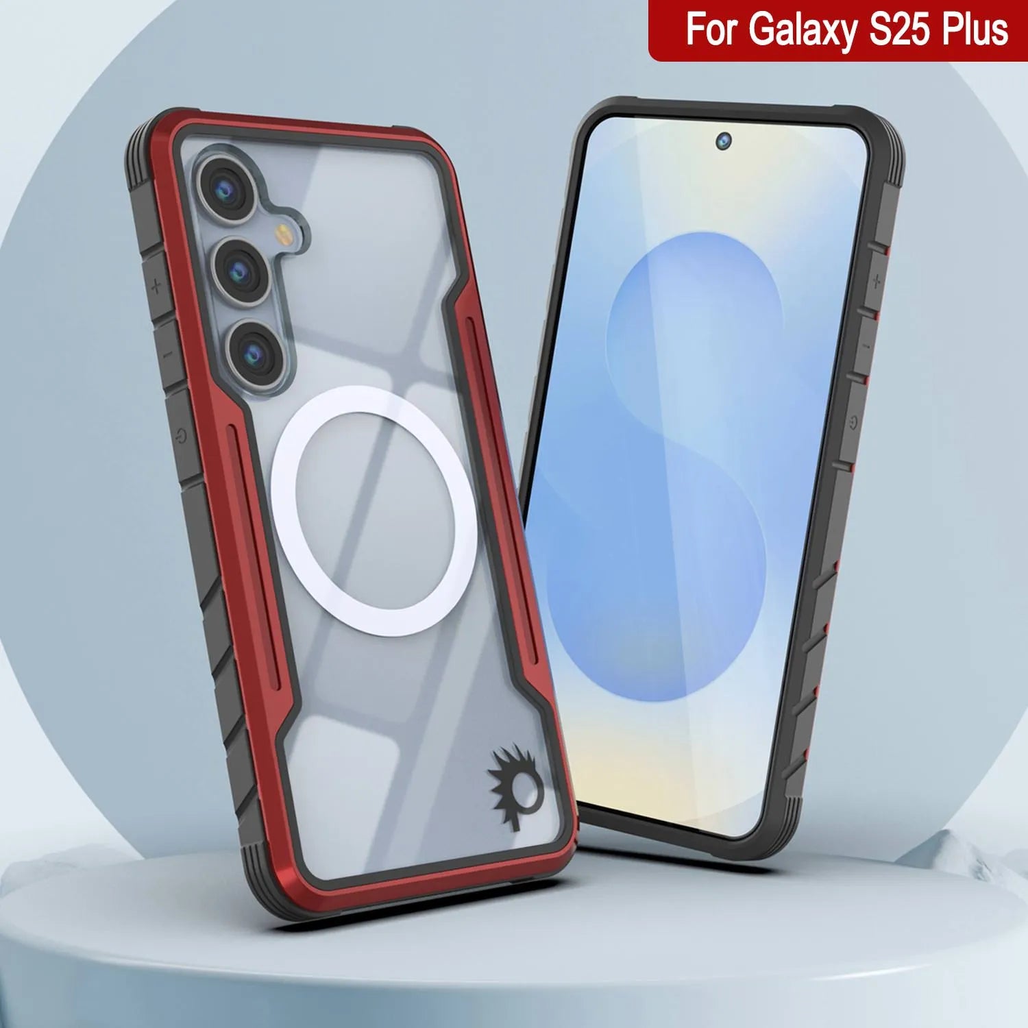 Punkcase S25+ Plus Armor Stealth Case Protective Military Grade Multilayer Cover [Red]