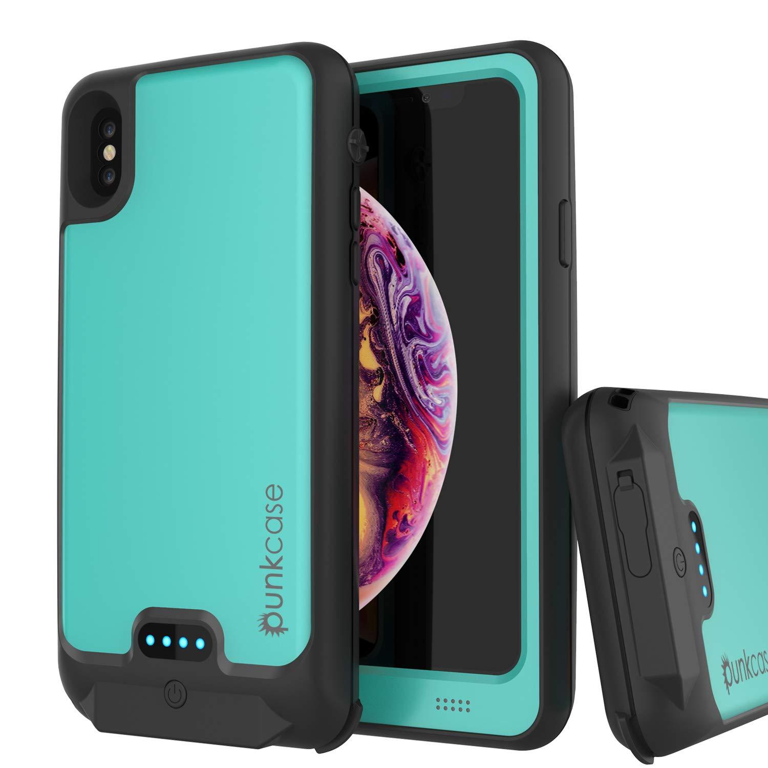 PunkJuice iPhone XS Max Battery Case, Waterproof, IP68 Certified [Ultra Slim] [Teal]