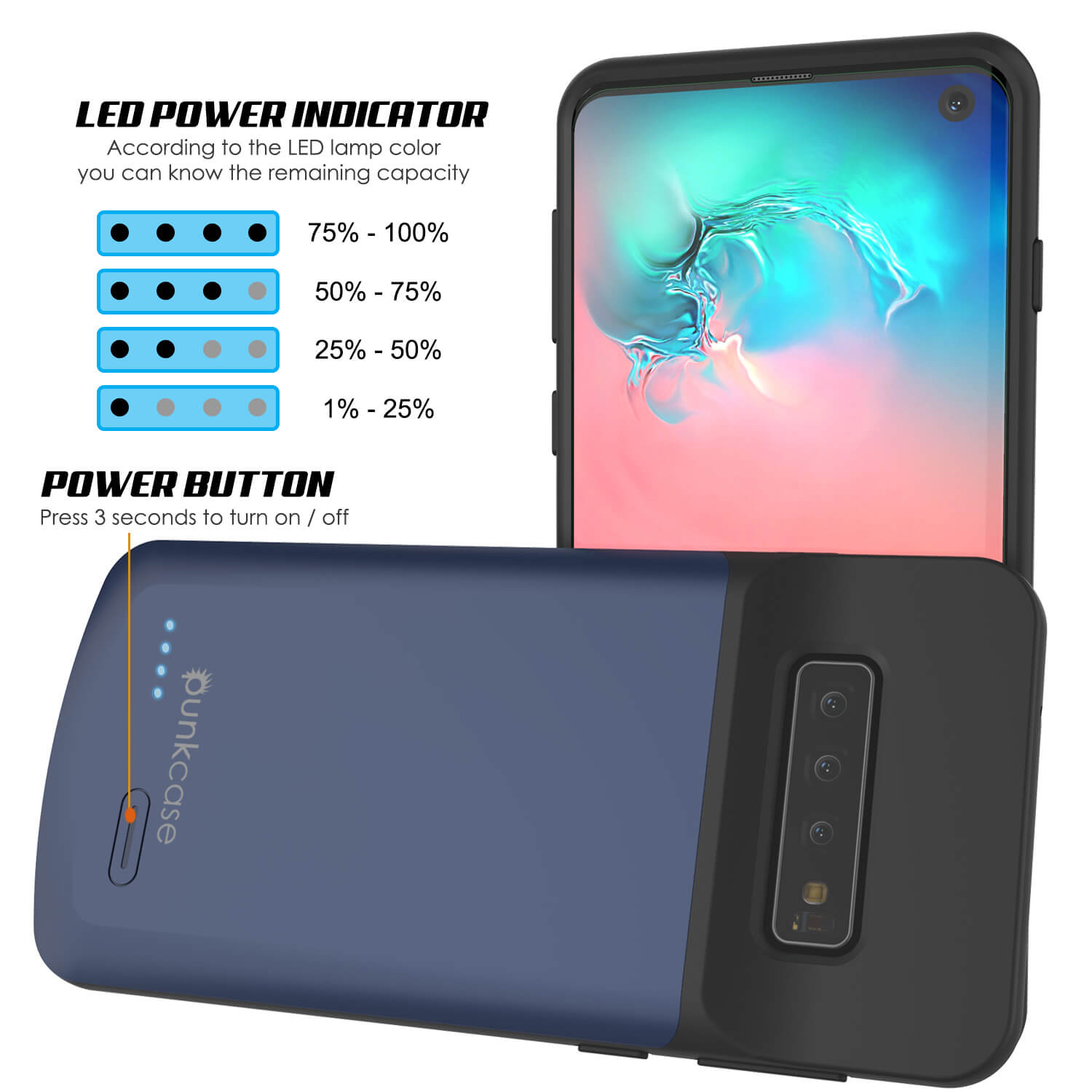PunkJuice S10 Battery Case Reg. Blue - Fast Charging Power Juice Bank with 4700mAh