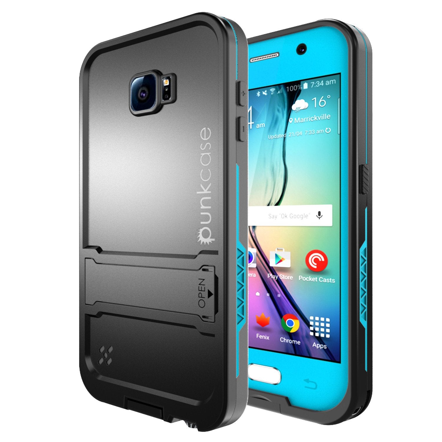 Galaxy S6 Waterproof Case, Punkcase SpikeStar Light Blue Water/Shock/Dirt Proof | Lifetime Warranty