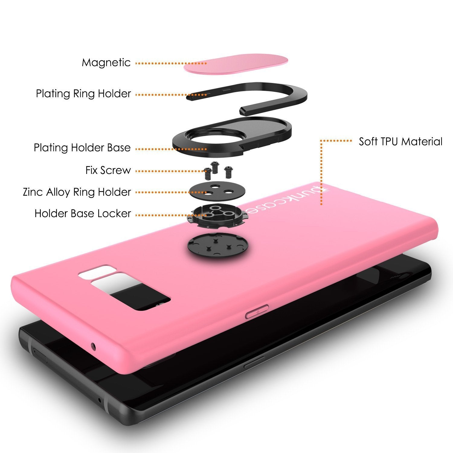 Galaxy Note 8 case Magnetix Protective TPU Cover W/ Kickstand, Pink