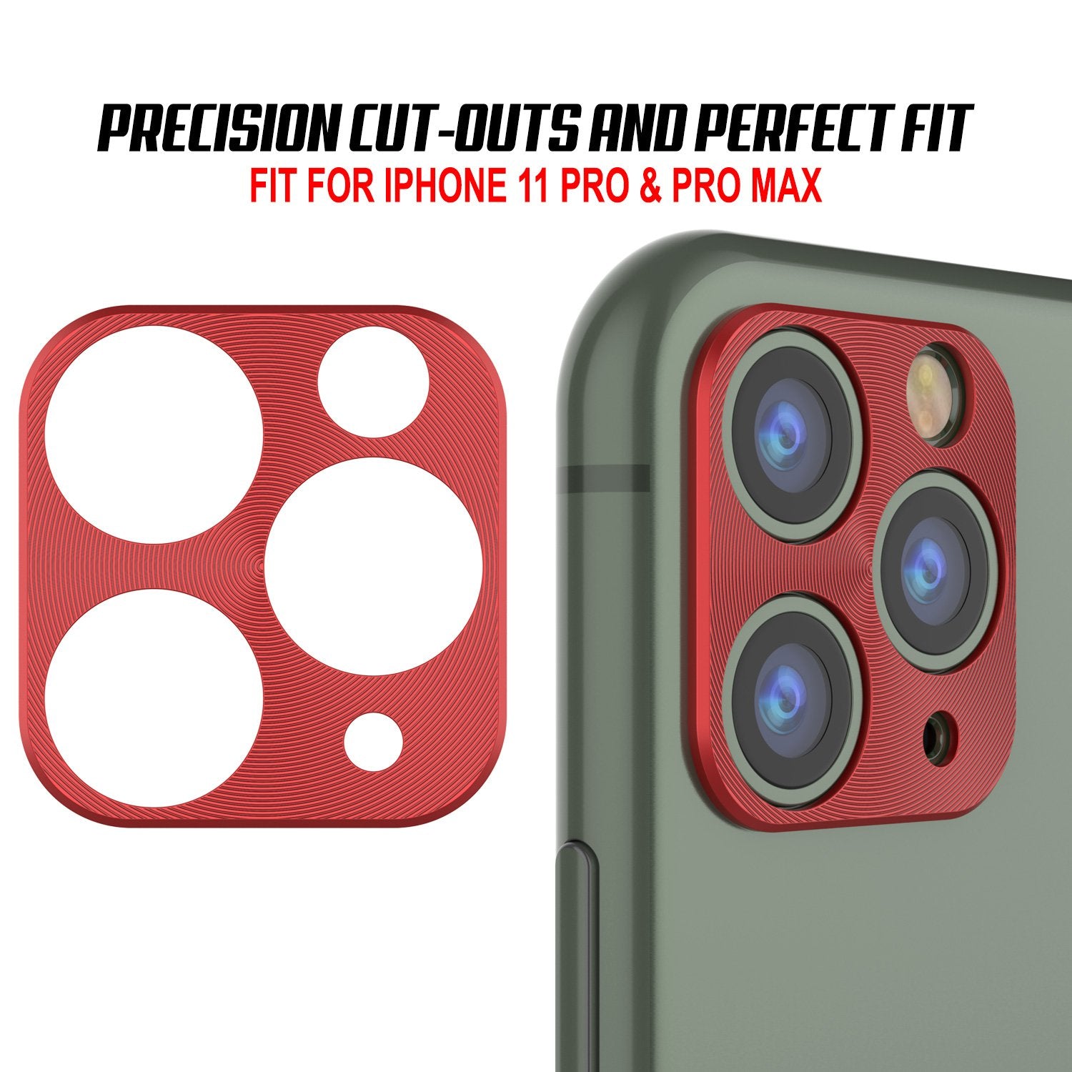 Punkcase iPhone 11 Pro Max Camera Protector Ring [Red]