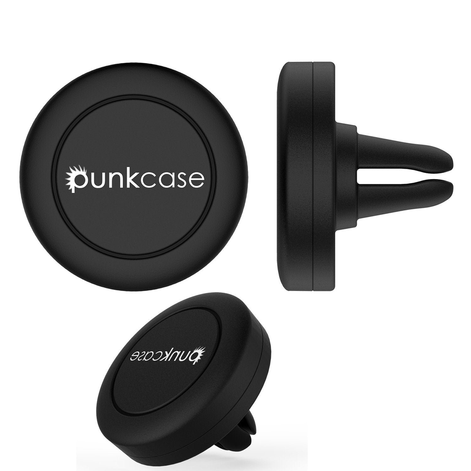 Punkcase Force 2 Magnetic Air Vent Mount, Universal Car Cellphone Holder (BLACK)