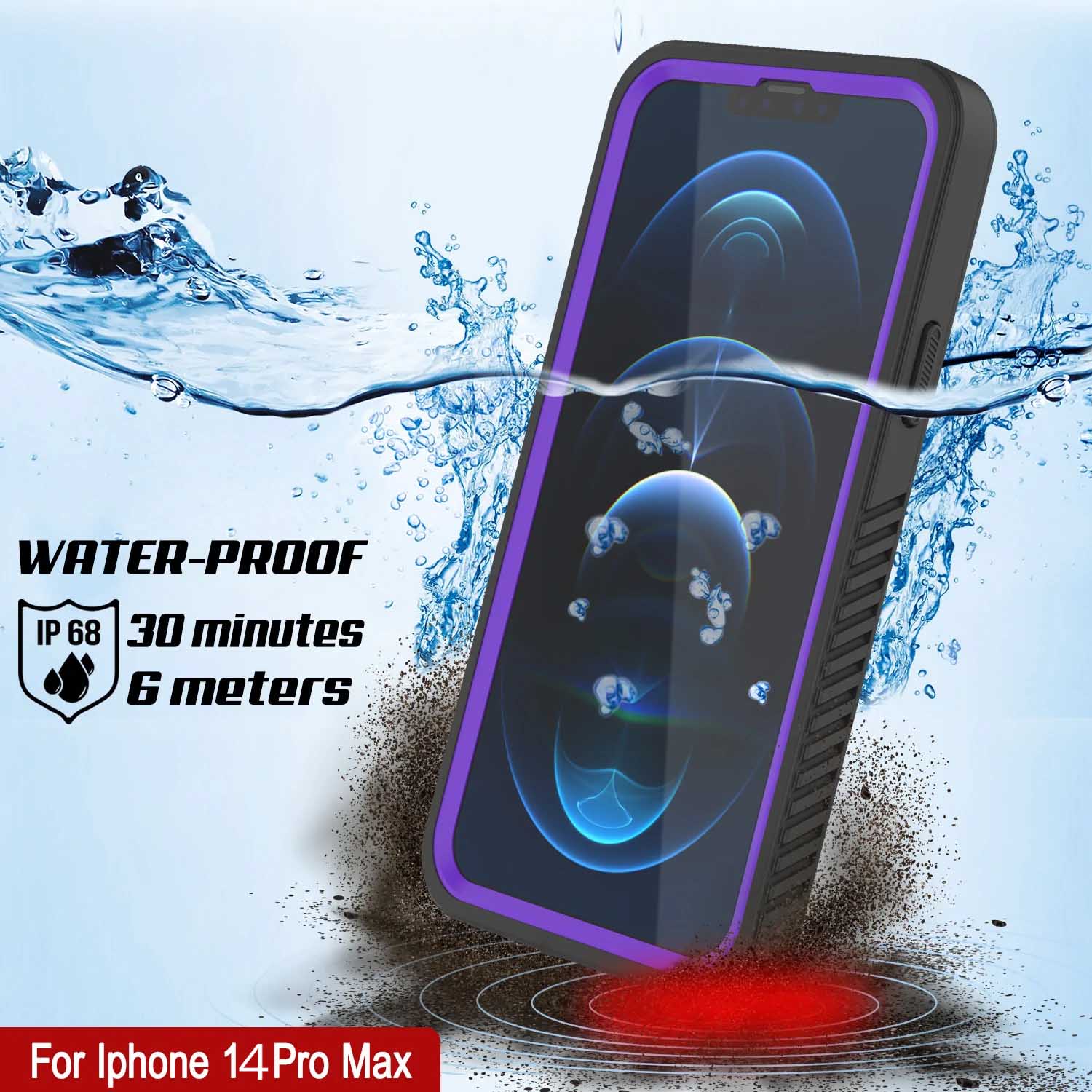 iPhone 14 Pro Max Waterproof Case, Punkcase [Extreme Series] Armor Cover W/ Built In Screen Protector [Purple]