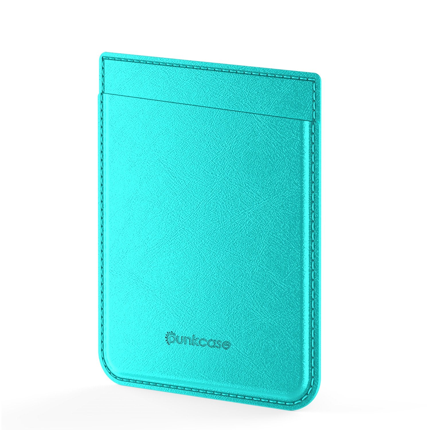PunkCase CardStud Deluxe Stick On Wallet | Adhesive Card Holder Attachment for Back of iPhone, Android & More | Leather Pouch | [Teal]