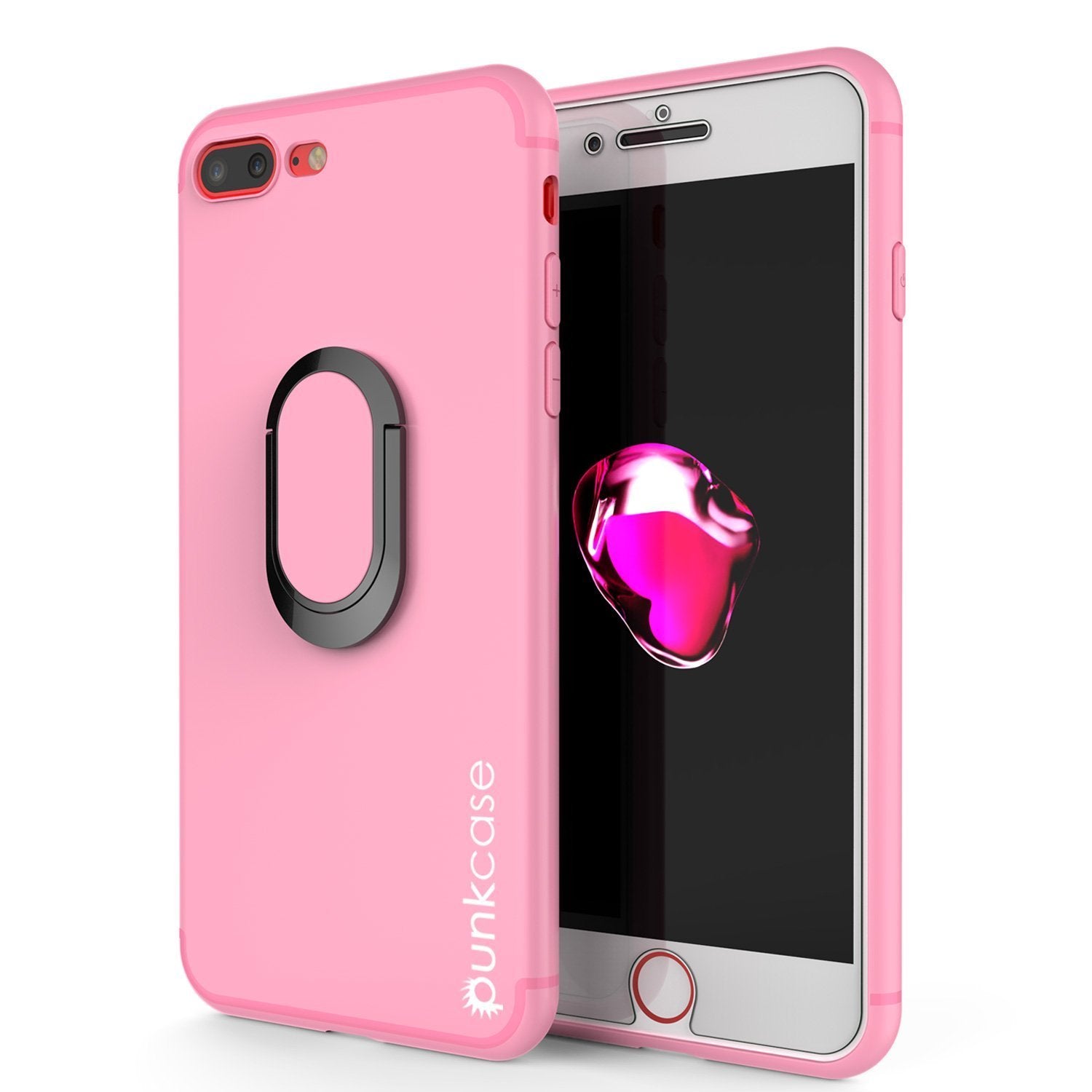 iPhone 8 Plus Case, Punkcase Magnetix Protective TPU Cover W/ Kickstand, Ring Grip Holder & Metal Plate for Magnetic Car Phone Mount PLUS Tempered Glass Screen Protector for Apple iPhone 7+/8+ [Pink]