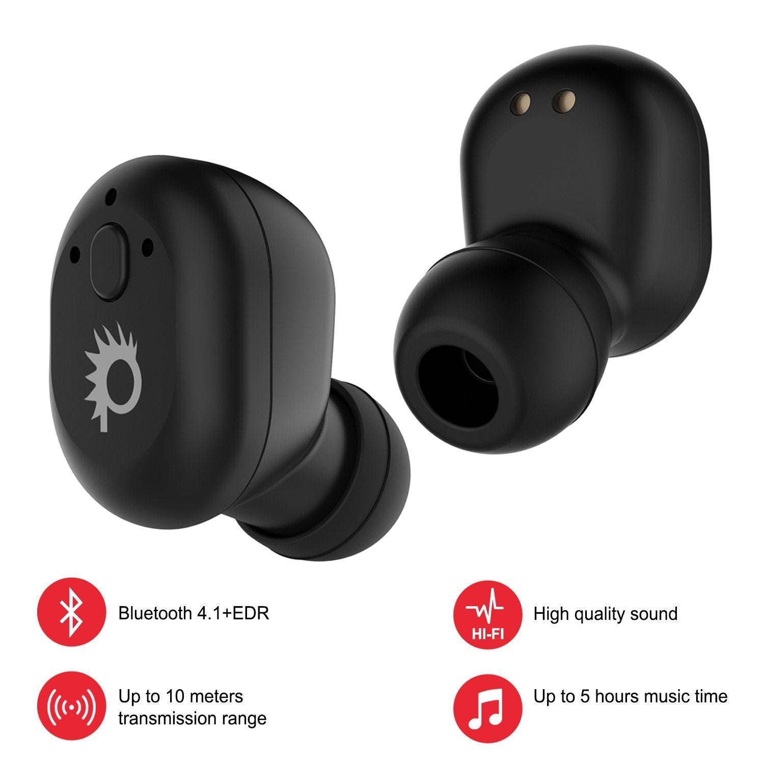 PunkBuds Capsule True Wireless Bluetooth Earbuds W/Noise 4.1 [Black]