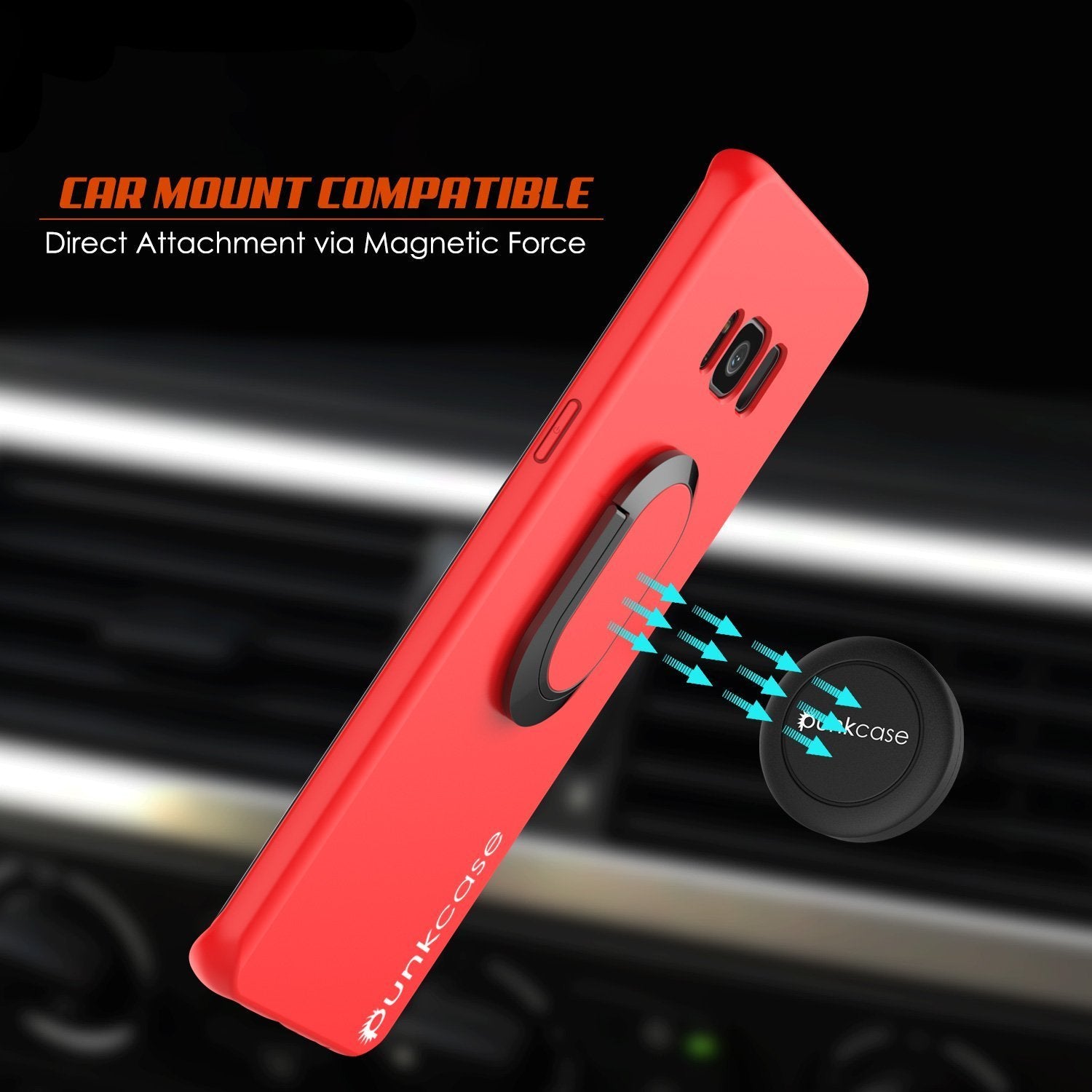Galaxy S8 Plus, Punkcase Magnetix Protective Case W/ Kickstand, Red