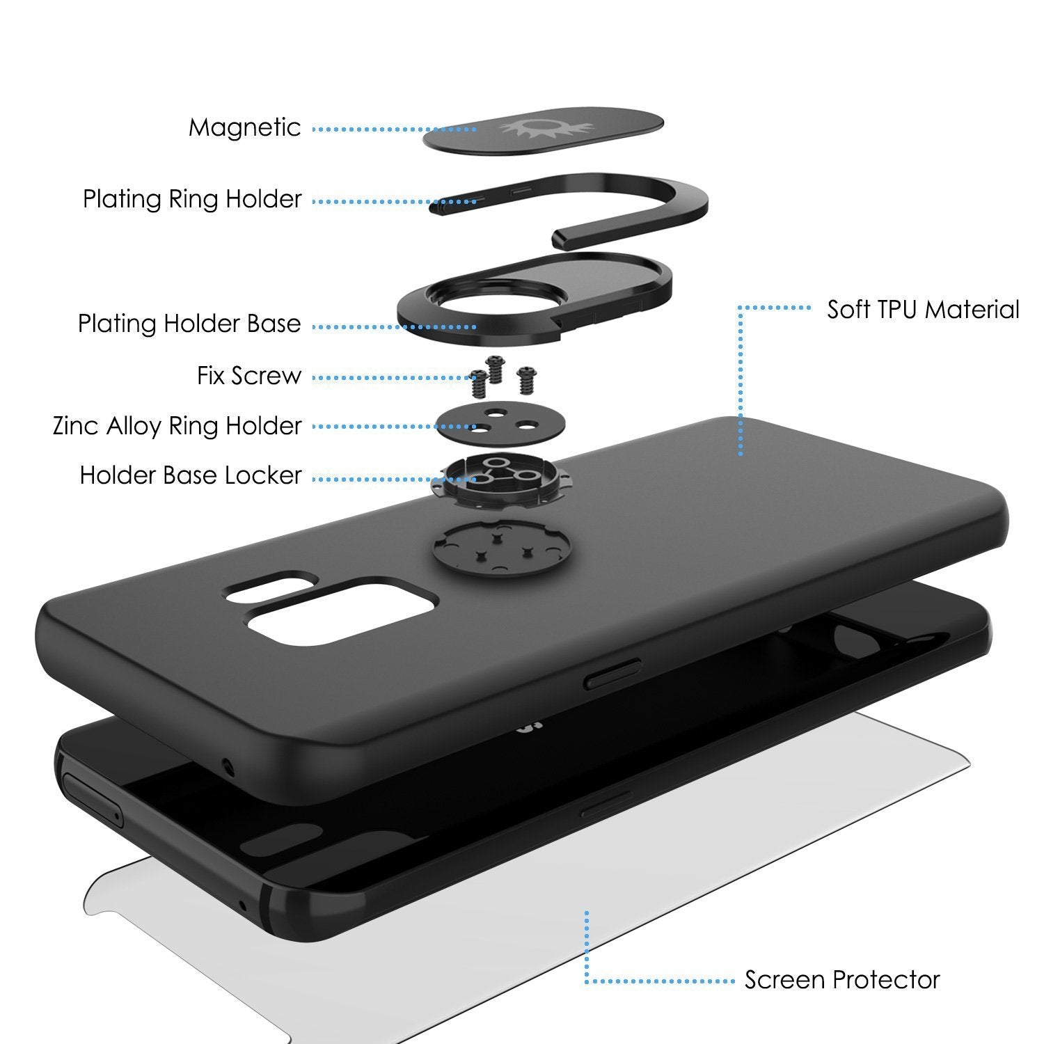 Galaxy S9, Punkcase Magnetix Cover W/ Kickstand Case, Black